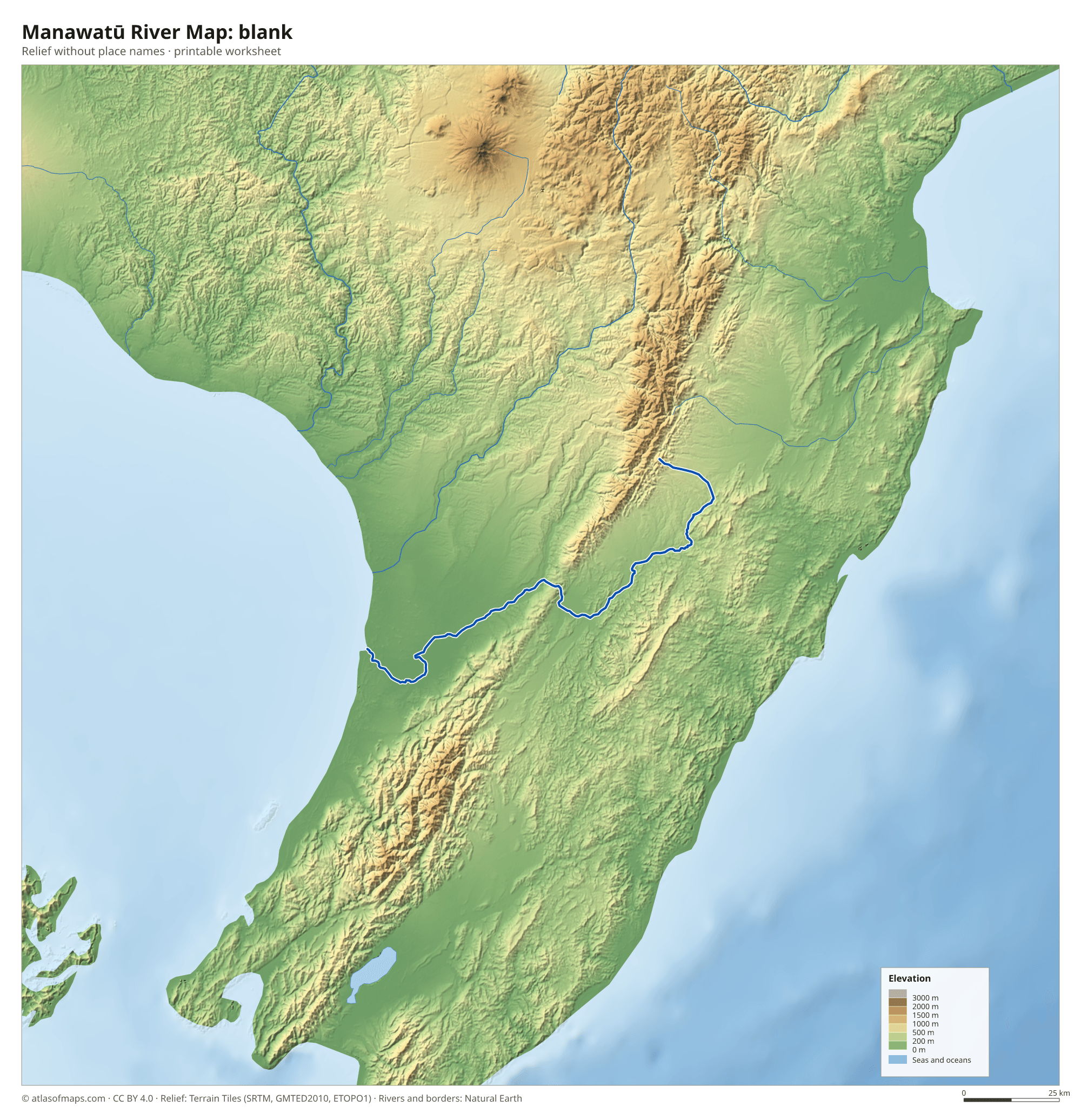 Manawatū River Map without names