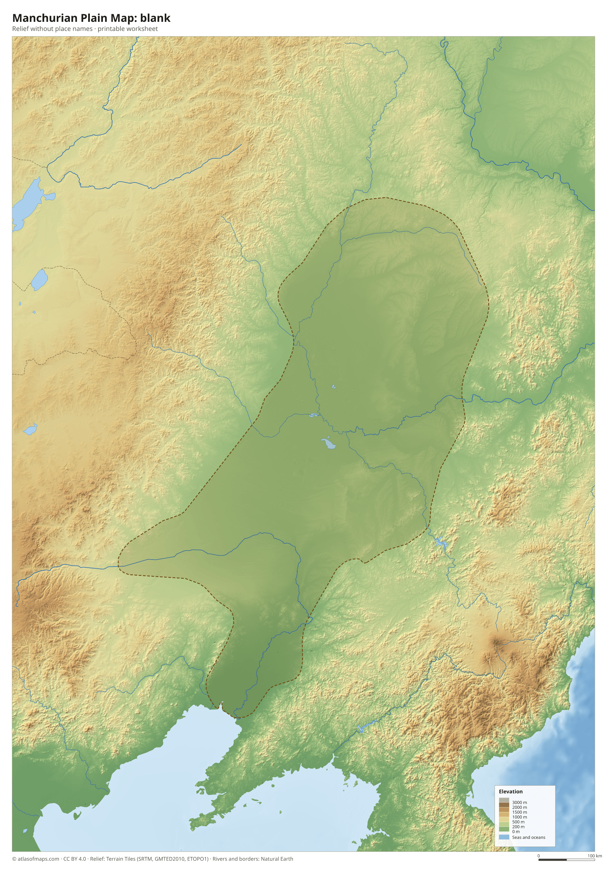 Manchurian Plain Map without names