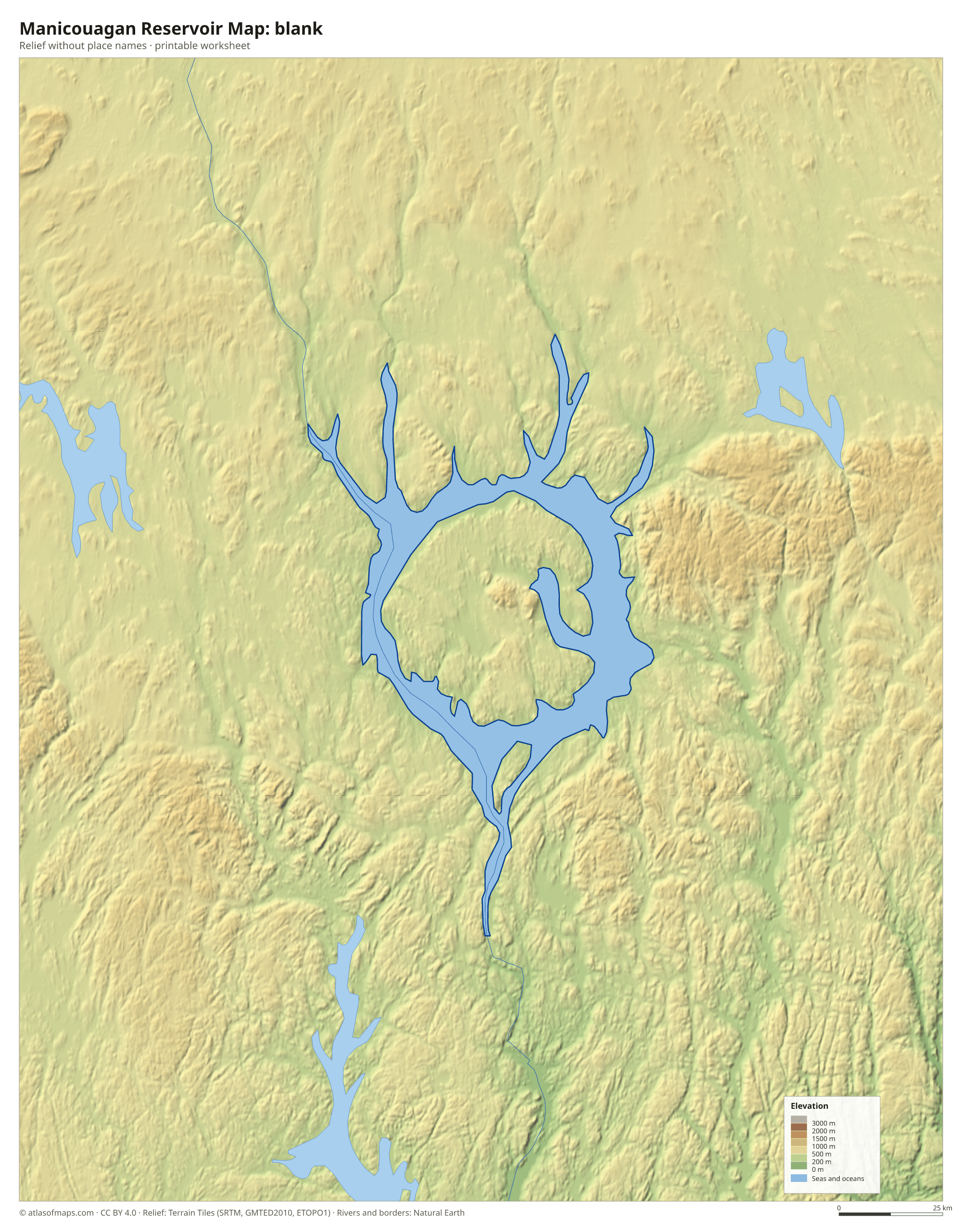 Manicouagan Reservoir Map without names