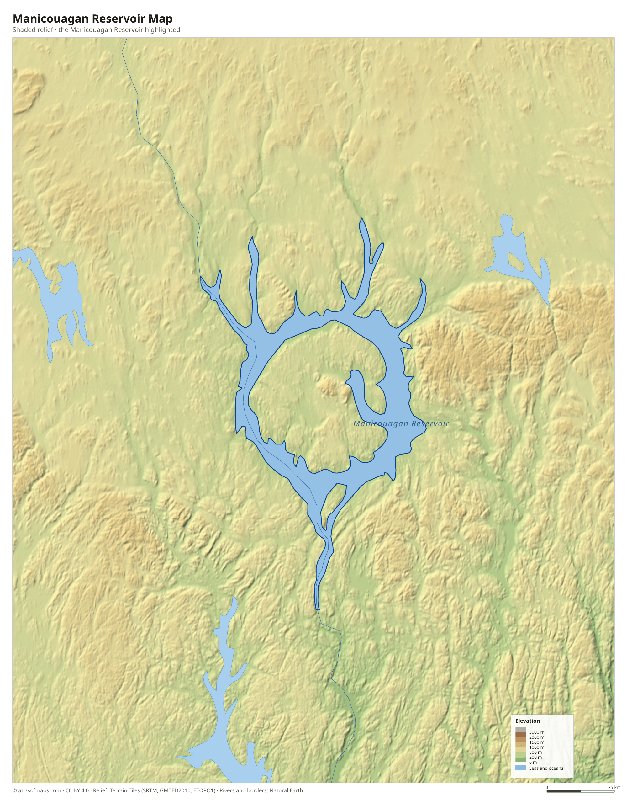 Manicouagan Reservoir Map
