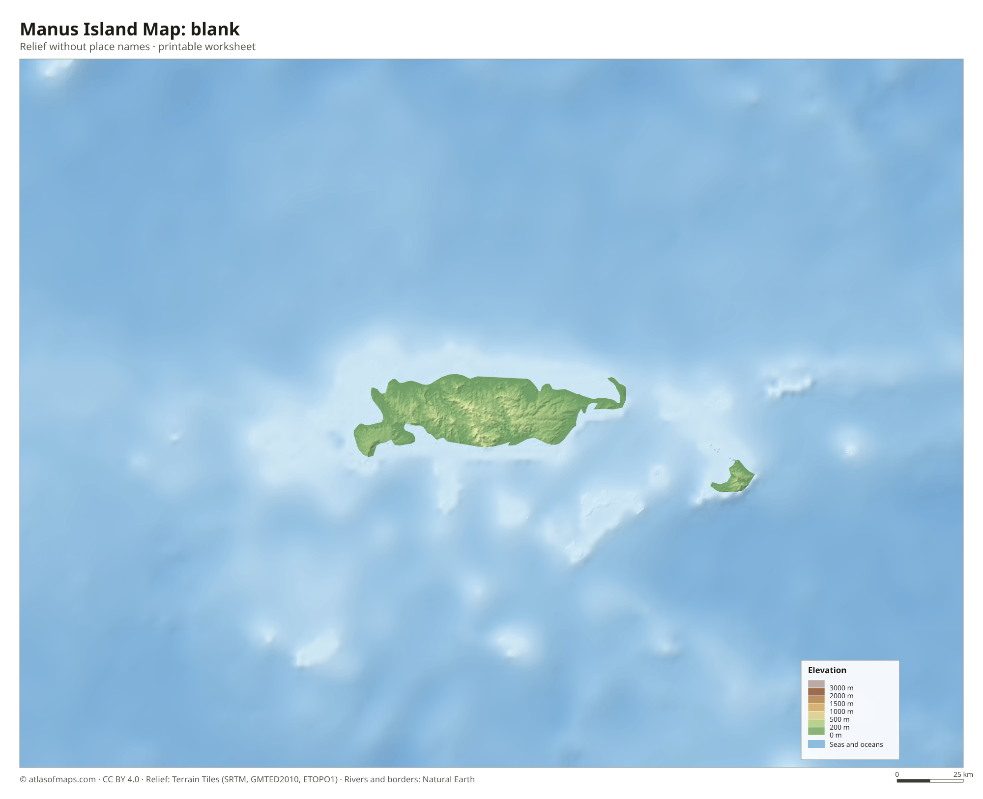 Manus Island Map without names