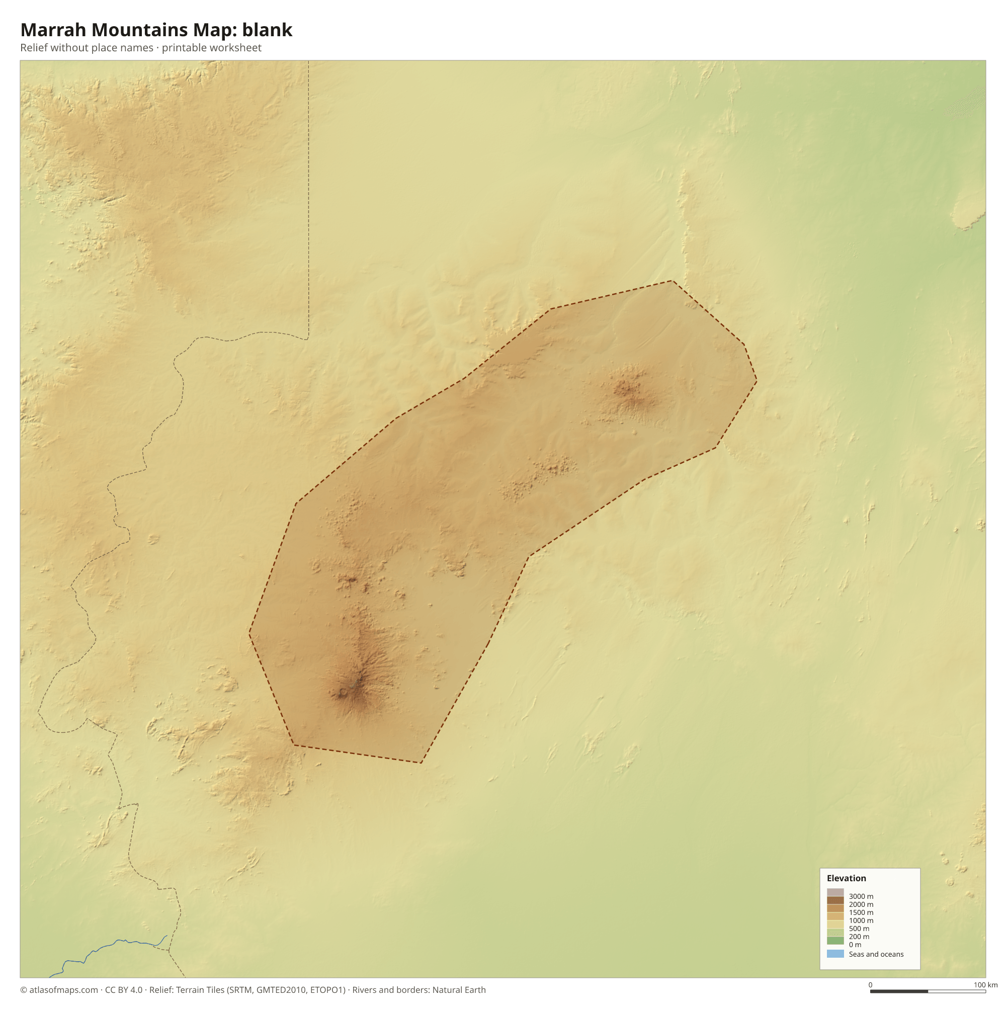Marrah Mountains Map without names