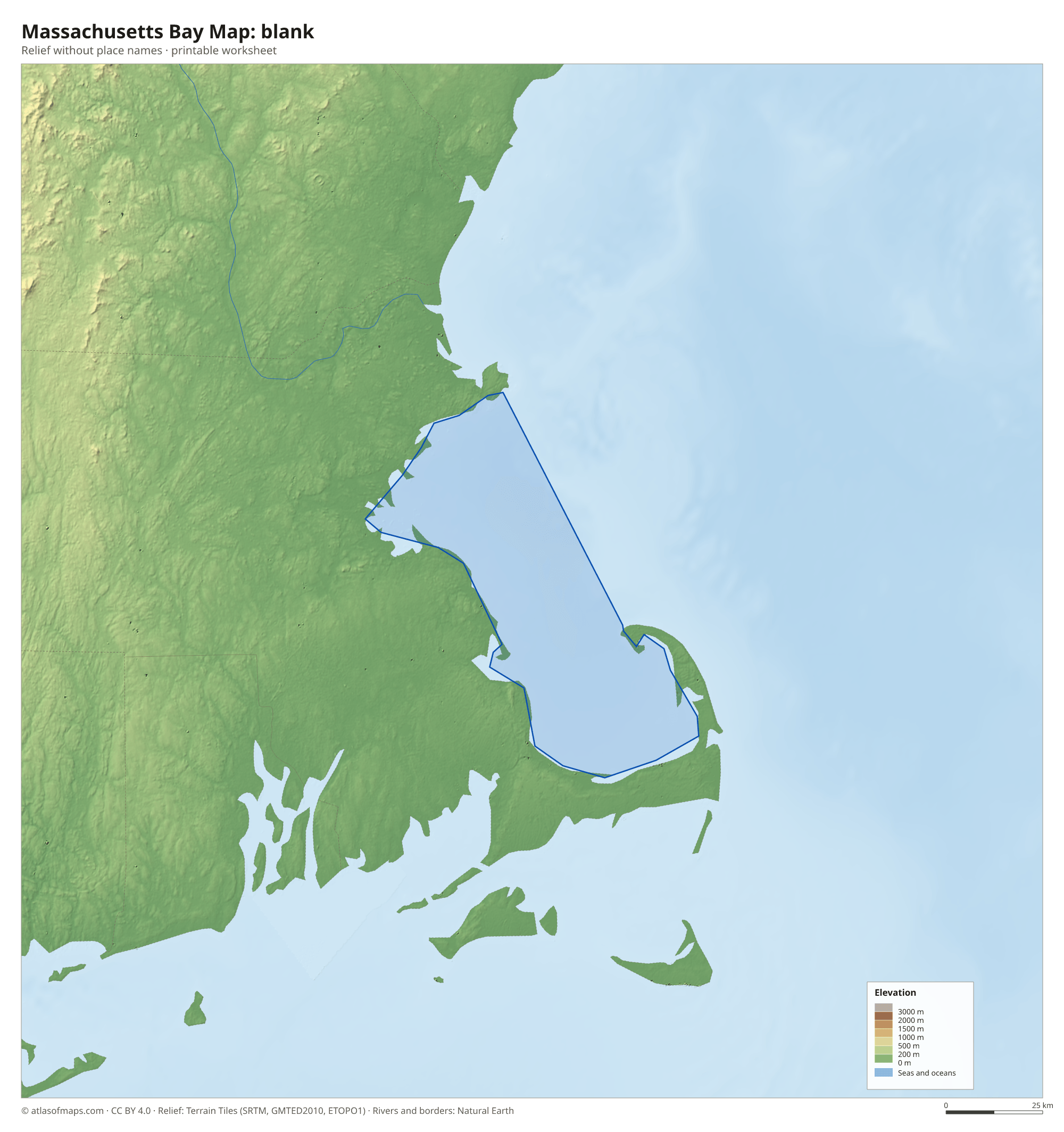 Massachusetts Bay Map without names