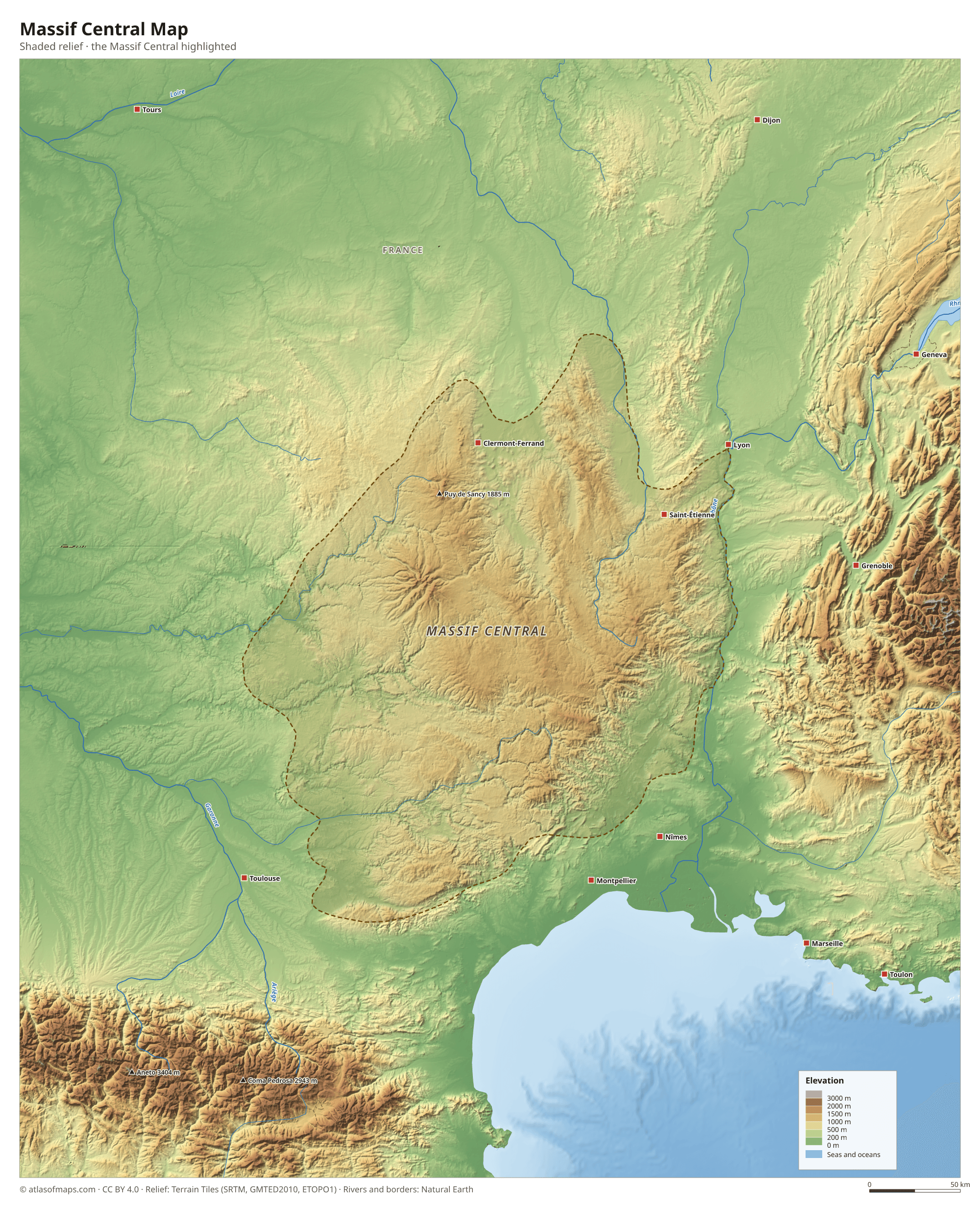 Massif Central Map