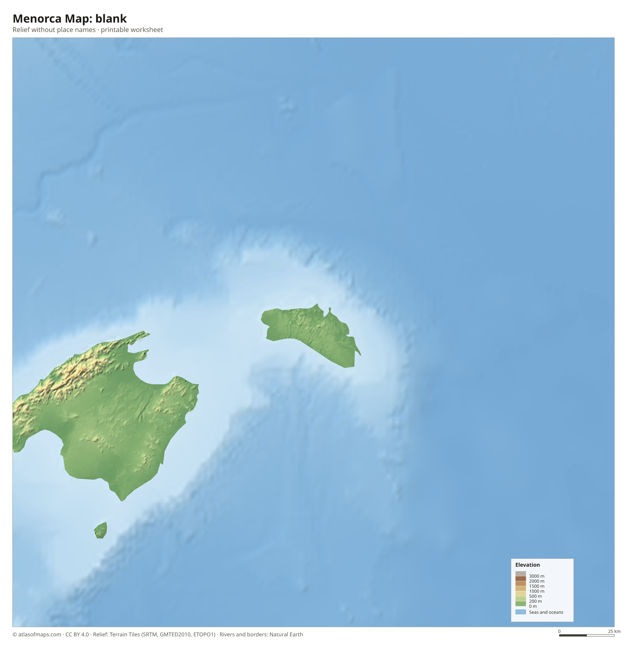Menorca Map without names