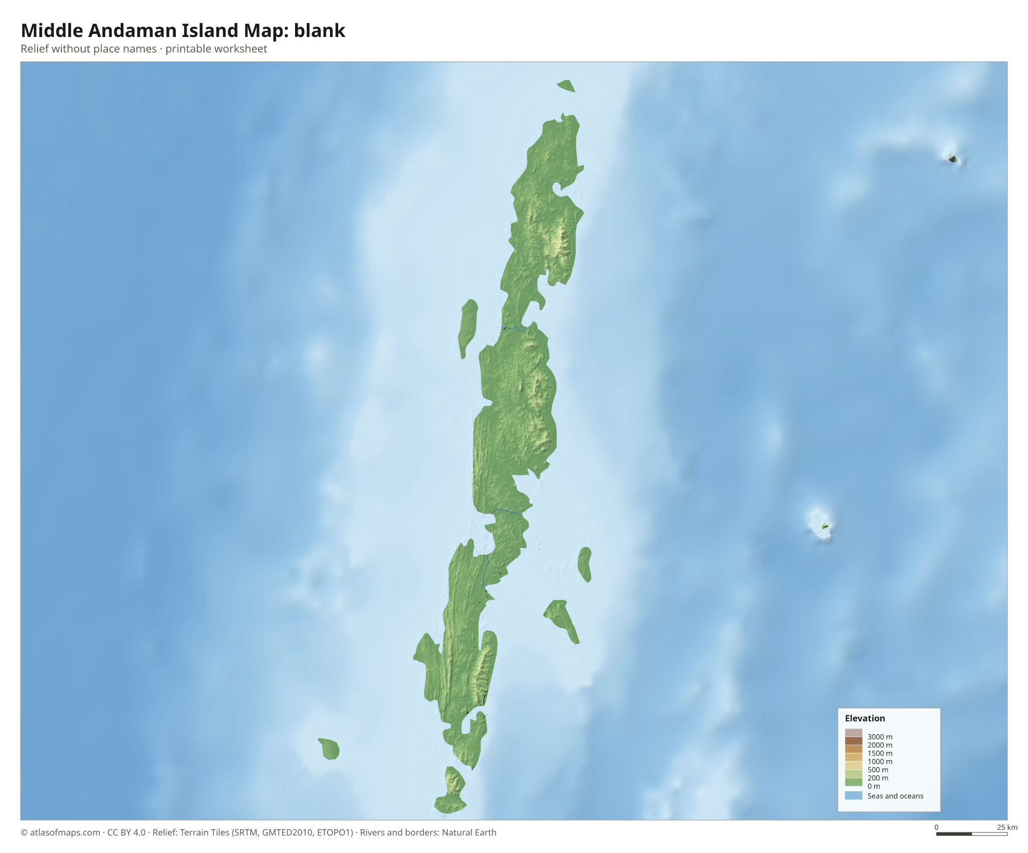 Middle Andaman Island Map without names