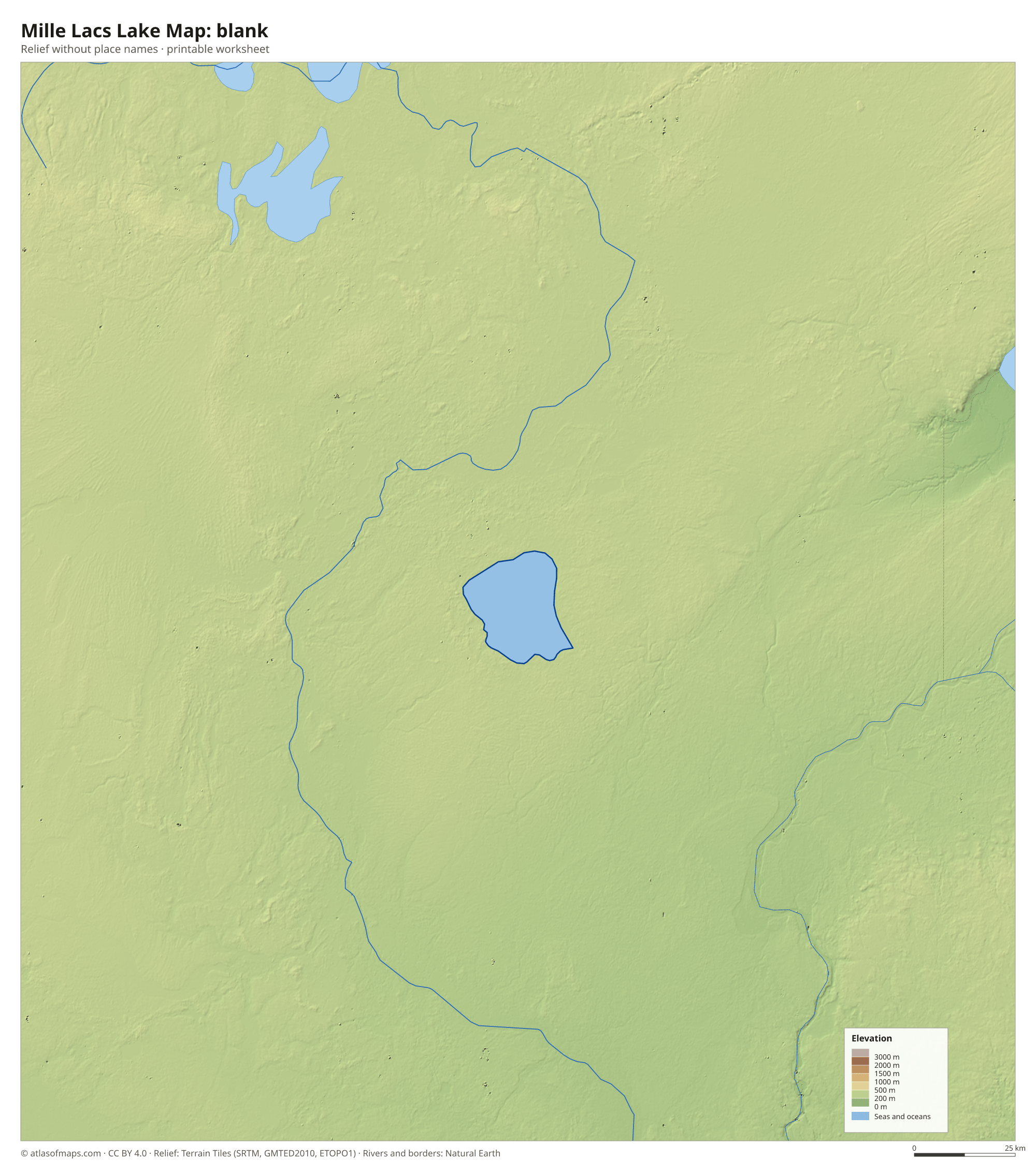 Mille Lacs Lake Map without names
