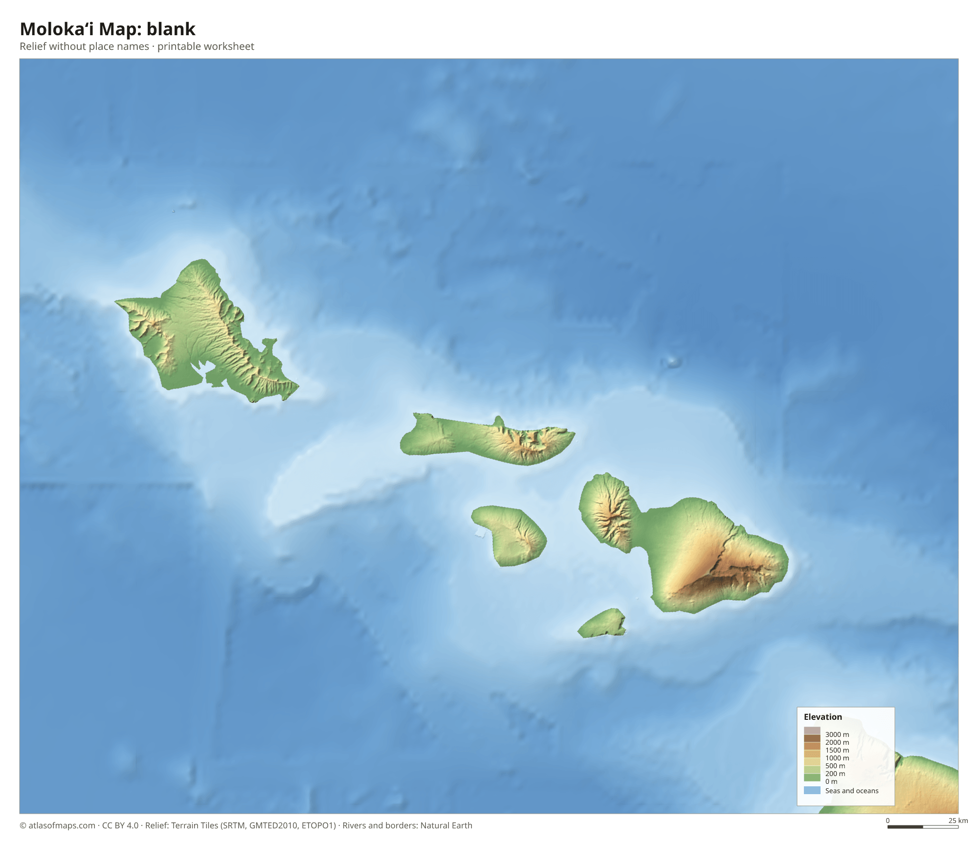 Molokaʻi Map without names