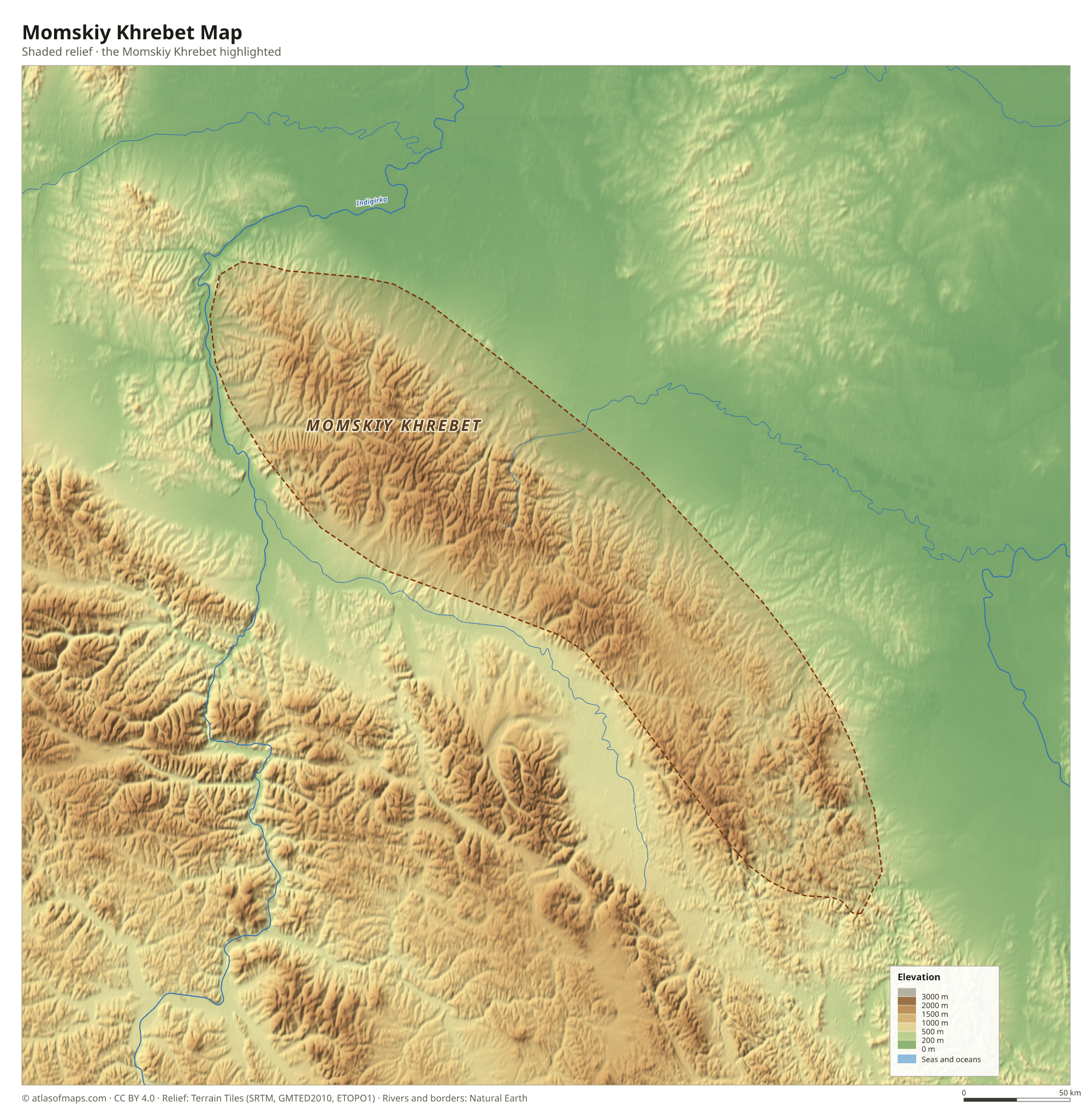 Momskiy Khrebet Map