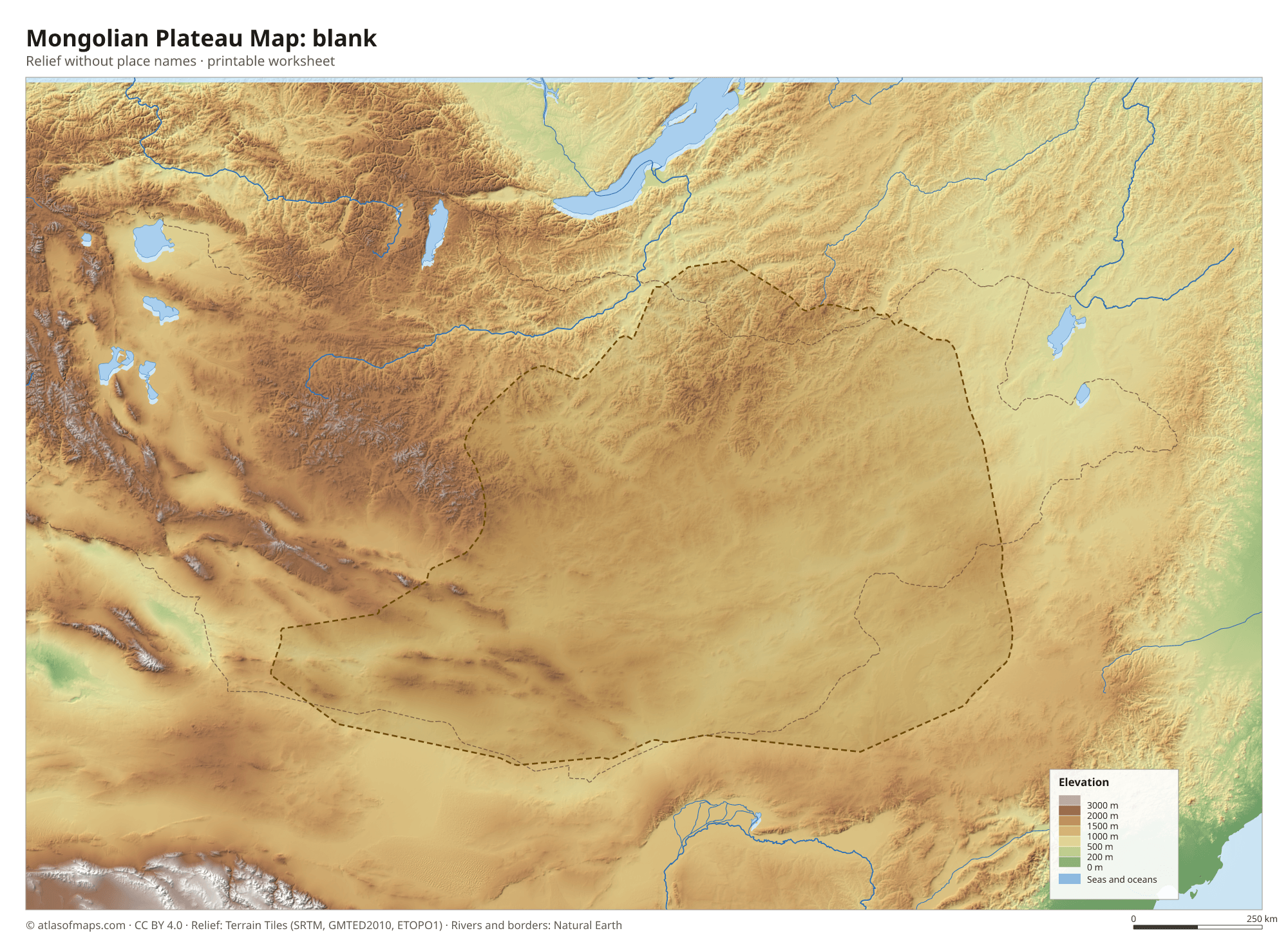 Mongolian Plateau Map without names