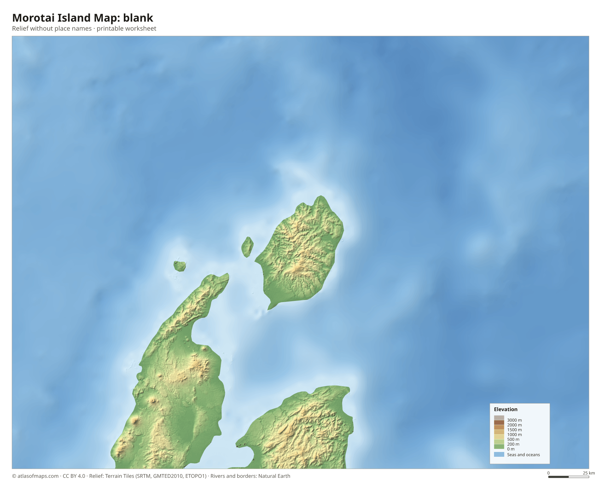 Morotai Island Map without names