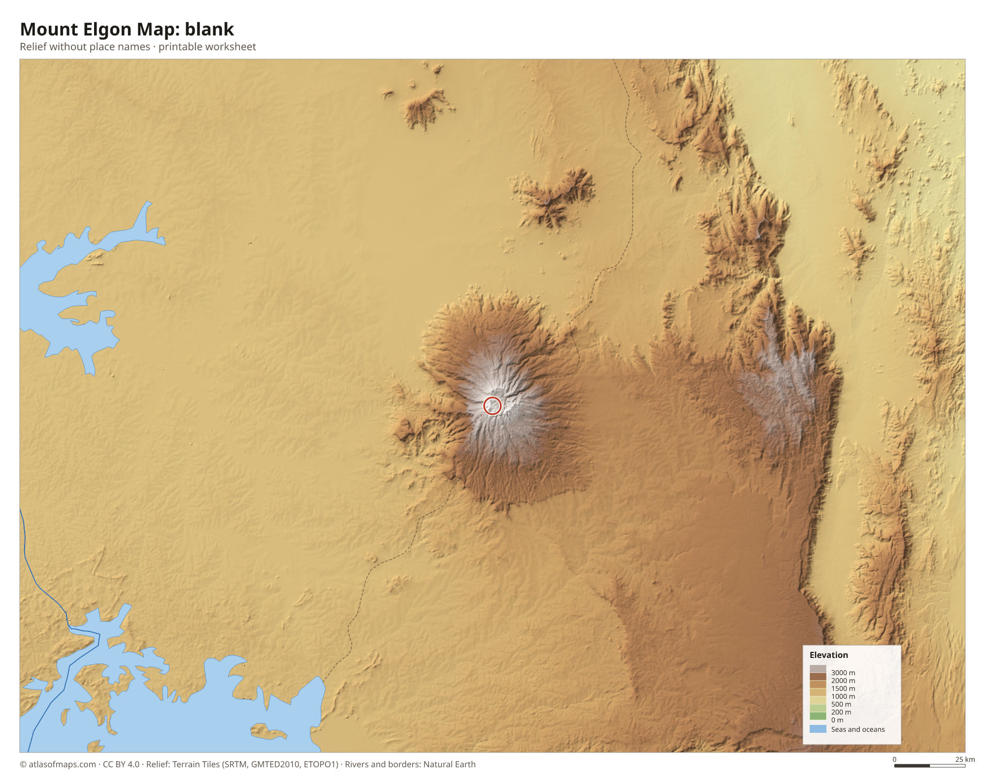 Mount Elgon Map without names