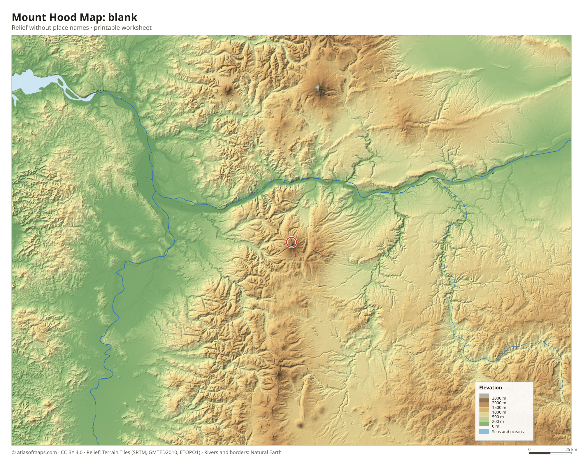 Mount Hood Map without names