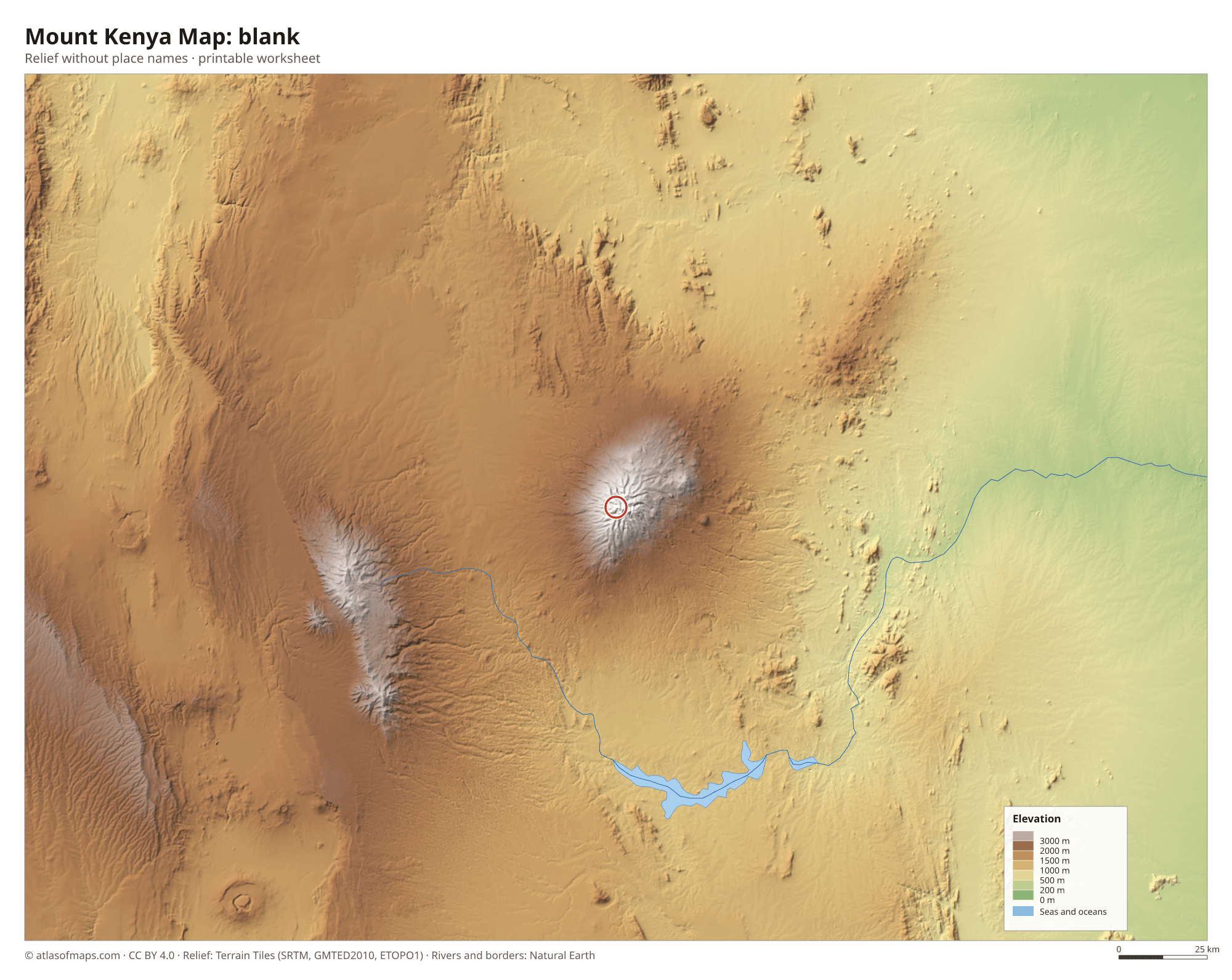 Mount Kenya Map without names