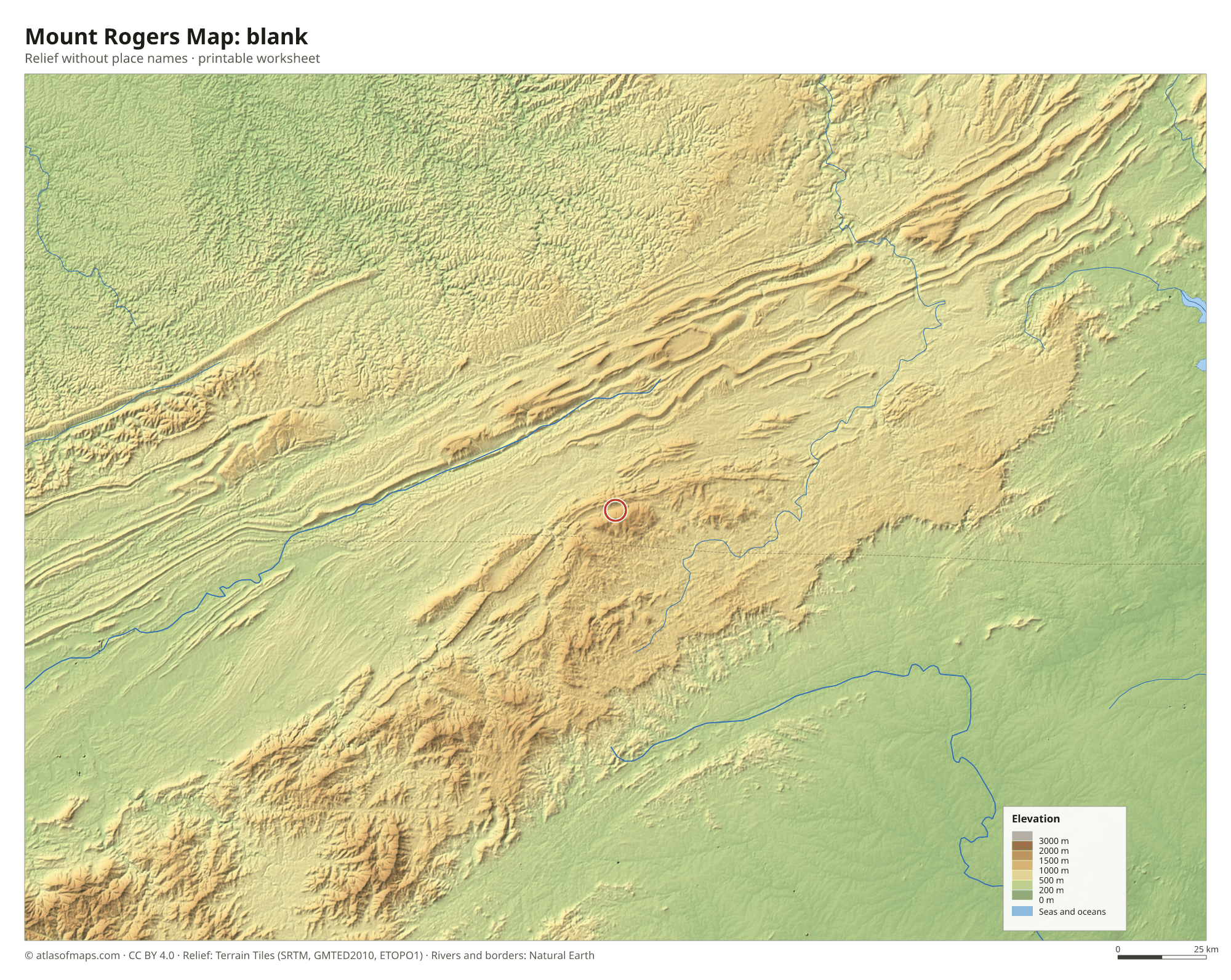 Mount Rogers Map without names