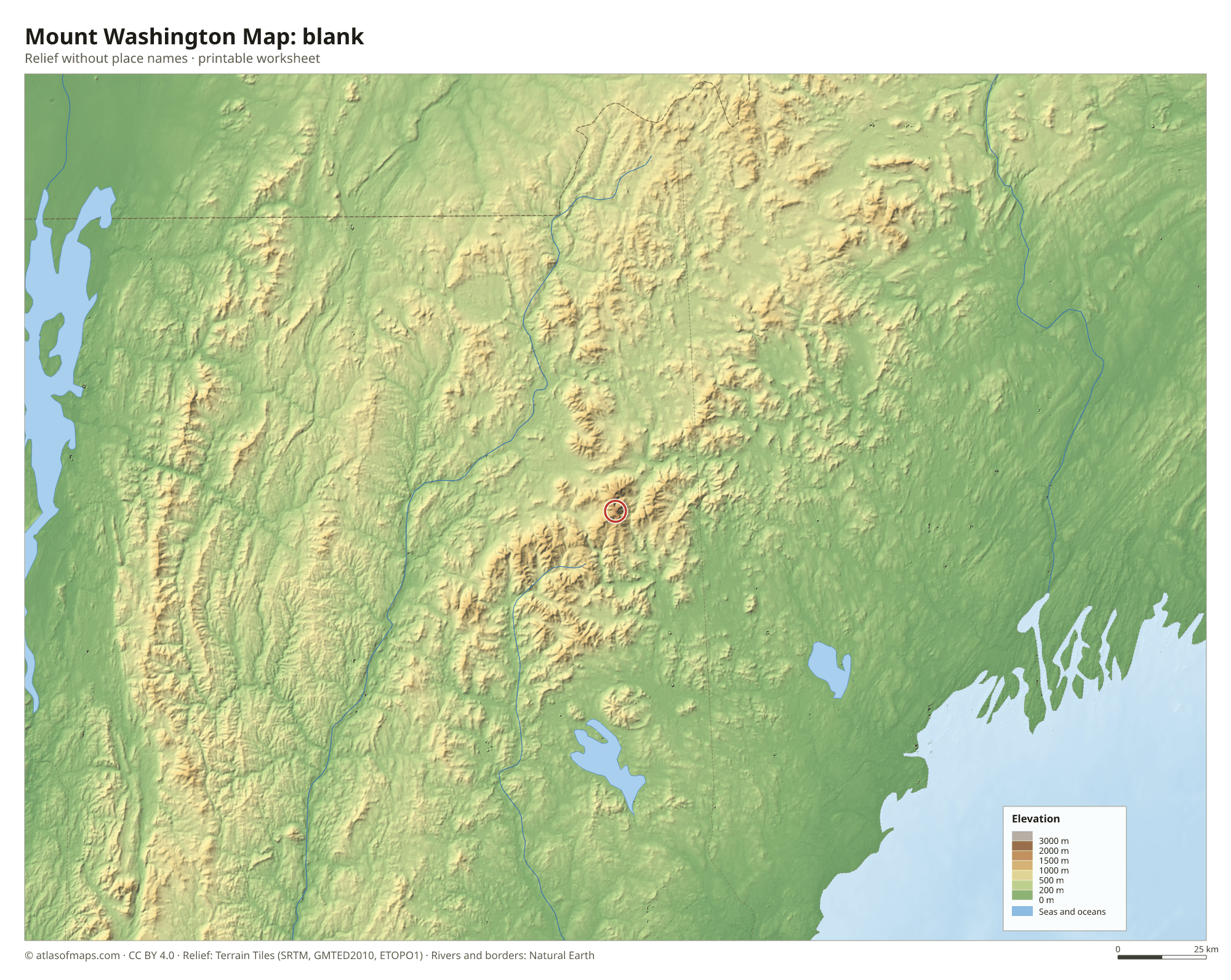 Mount Washington Map without names