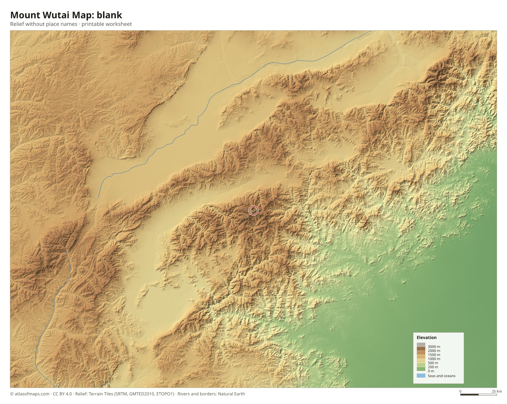Mount Wutai Map without names