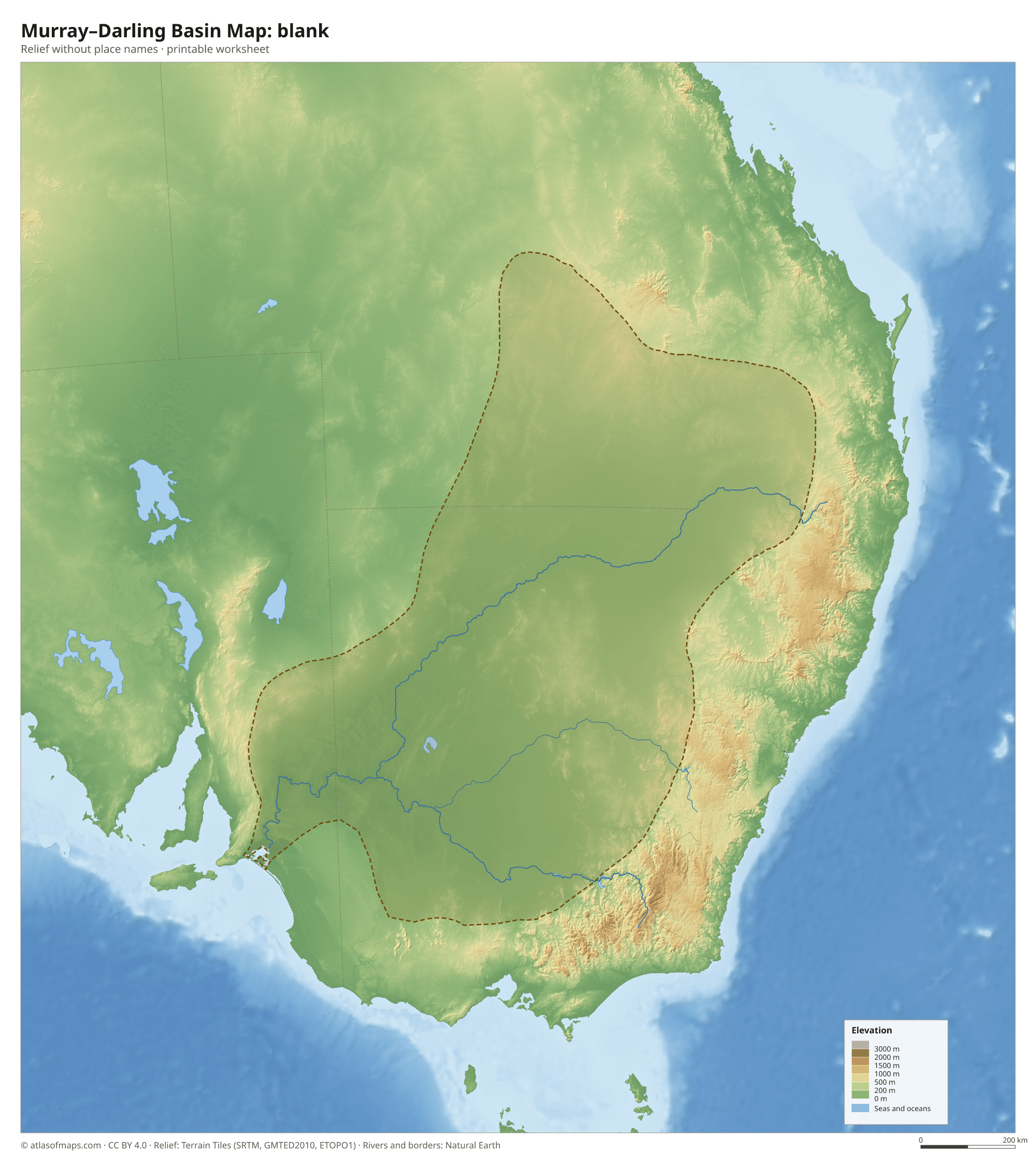 Murray–Darling Basin Map without names