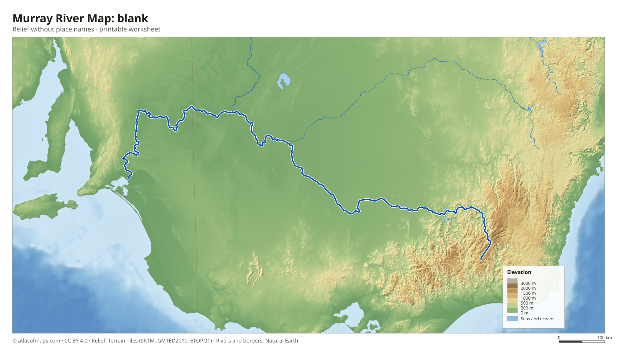 Murray River Map without names