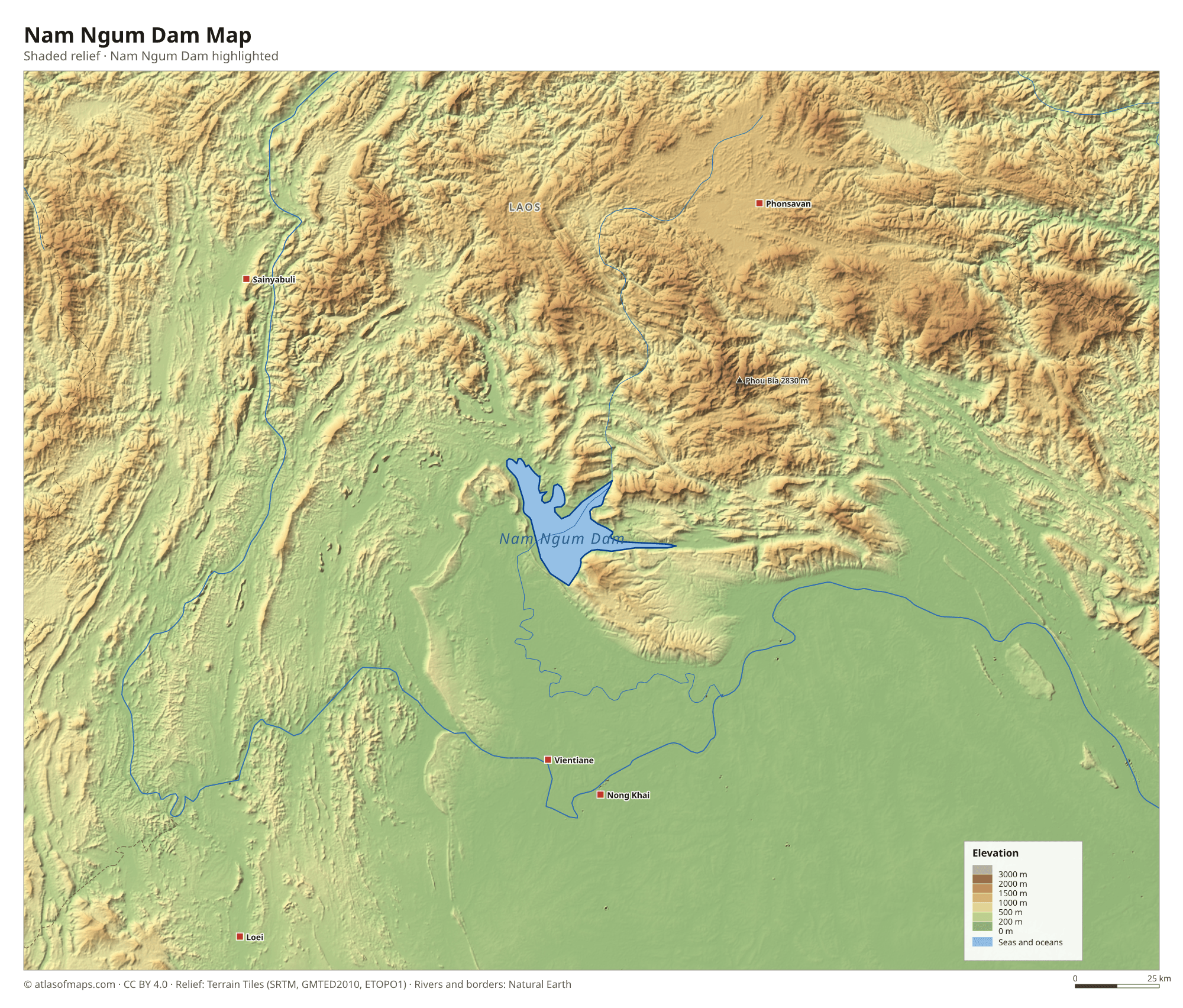 Nam Ngum Dam Map