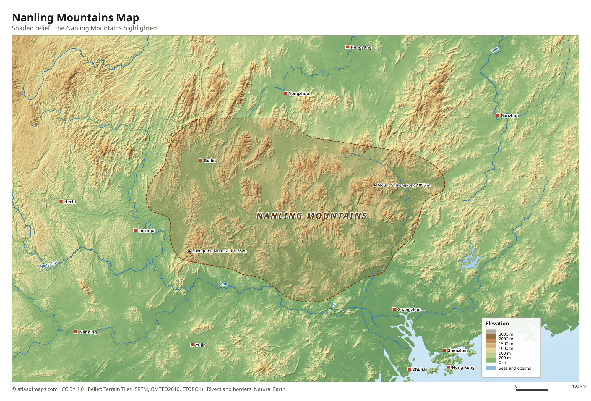 Nanling Mountains Map