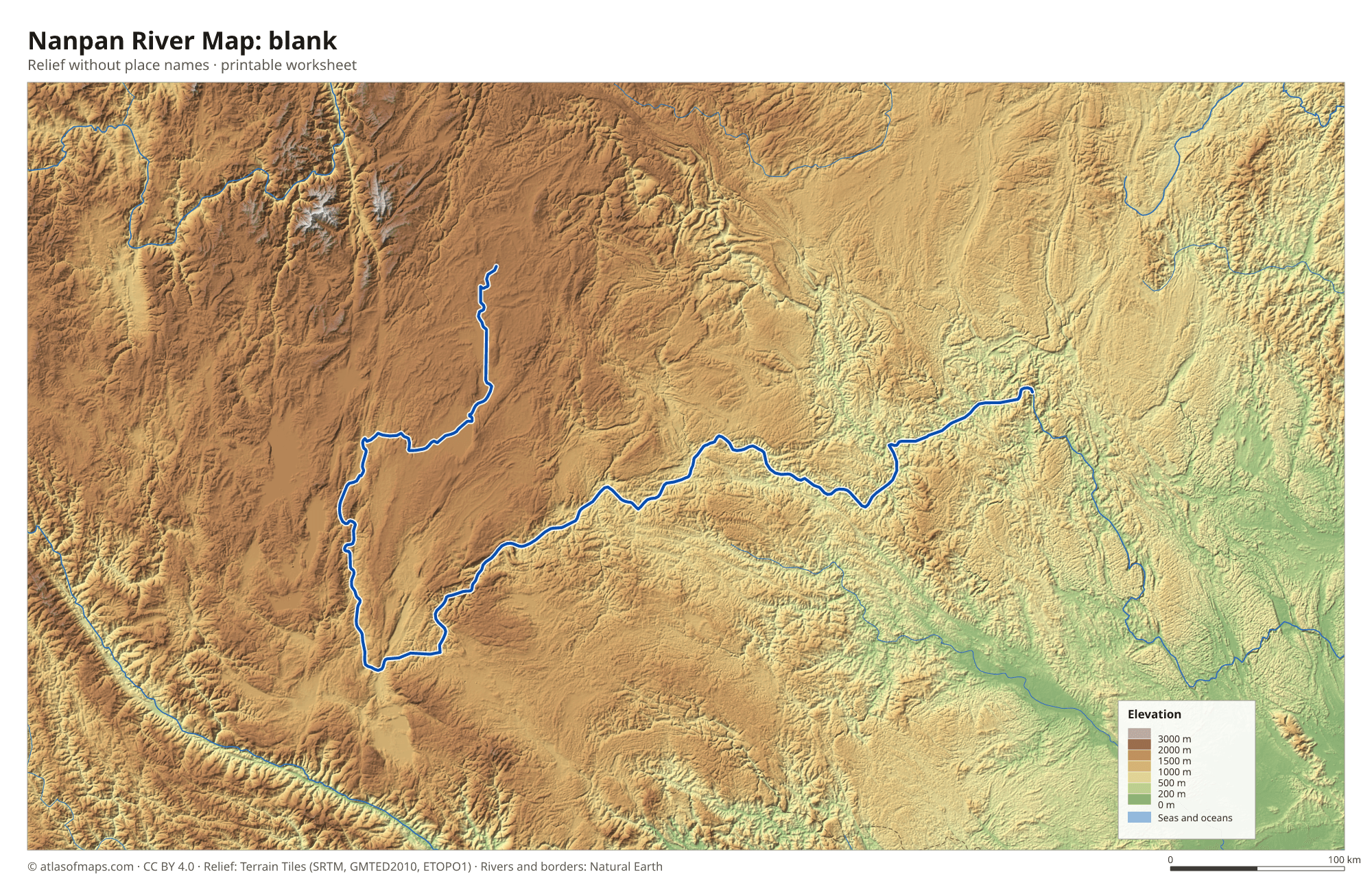 Nanpan River Map without names