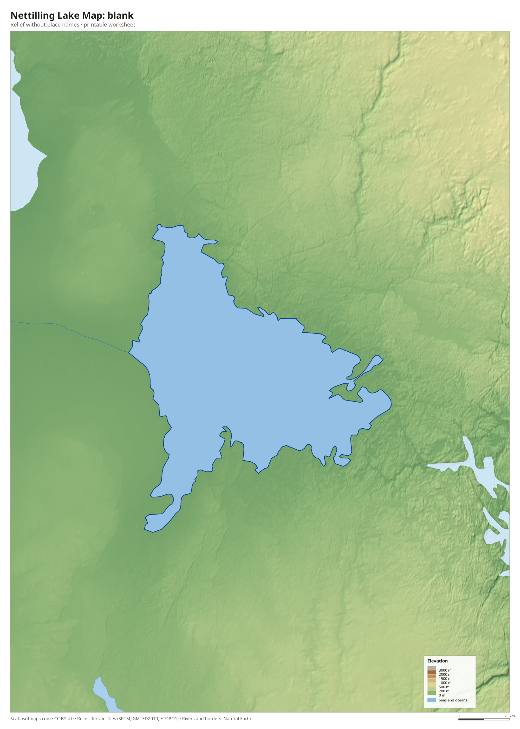 Nettilling Lake Map without names