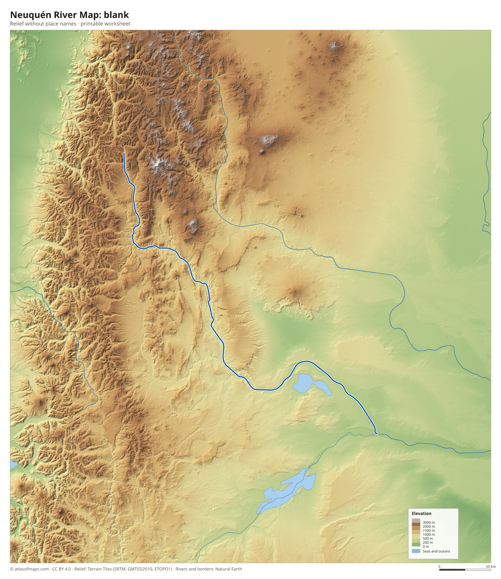 Neuquén River Map without names
