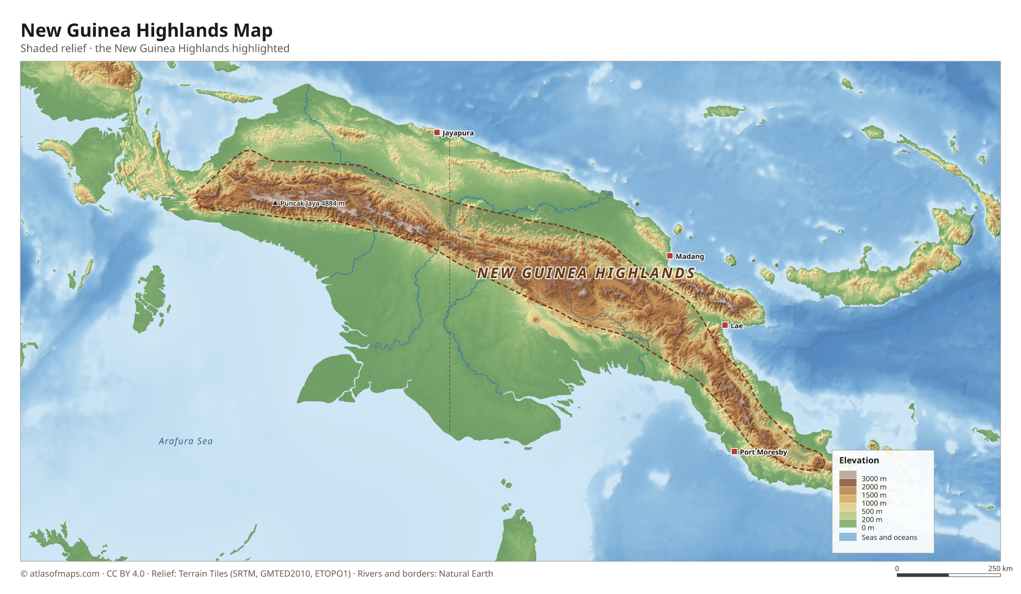New Guinea Highlands Map