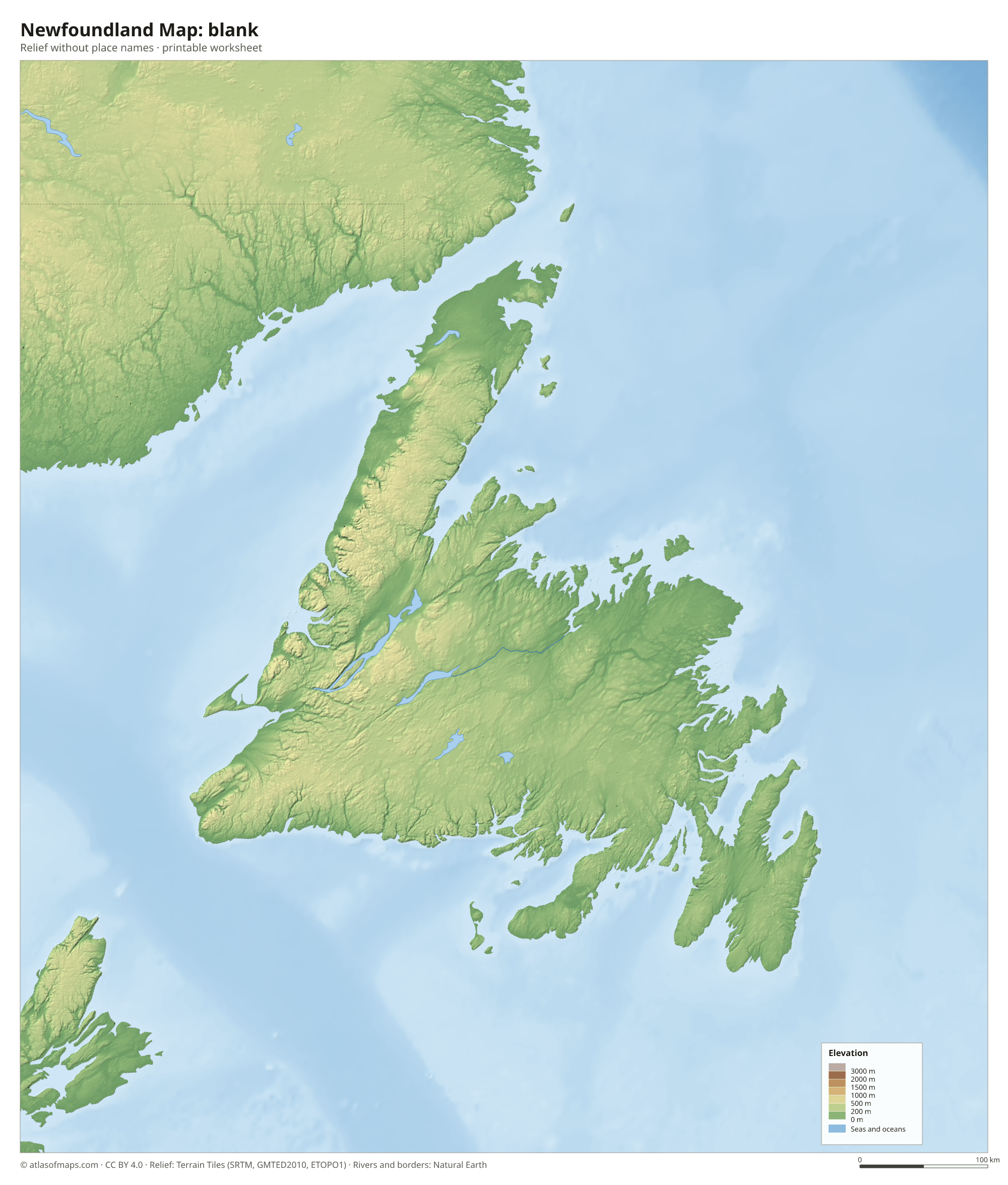 Newfoundland Map without names
