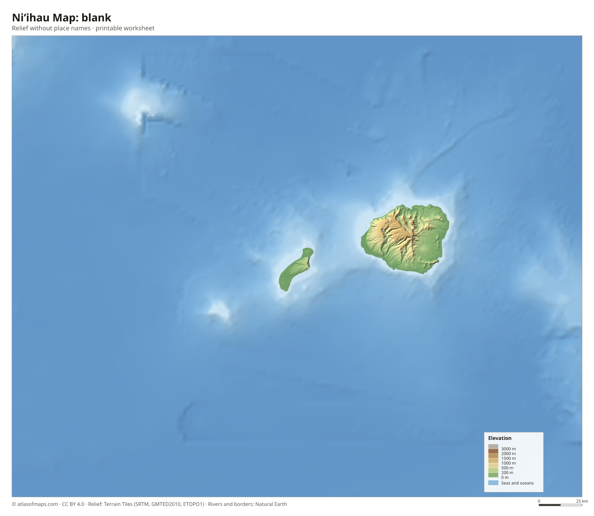 Niʻihau Map without names