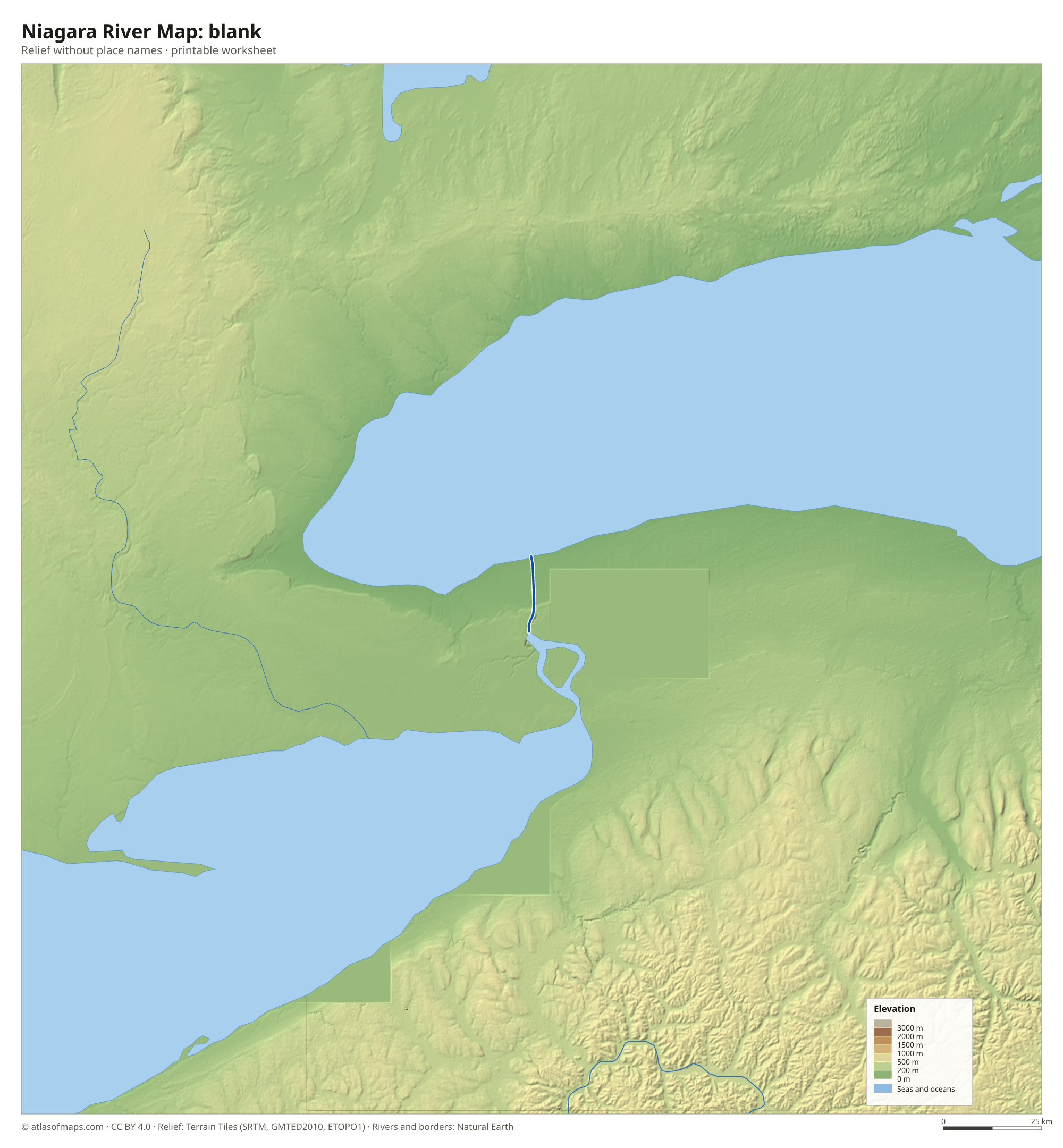 Niagara River Map without names