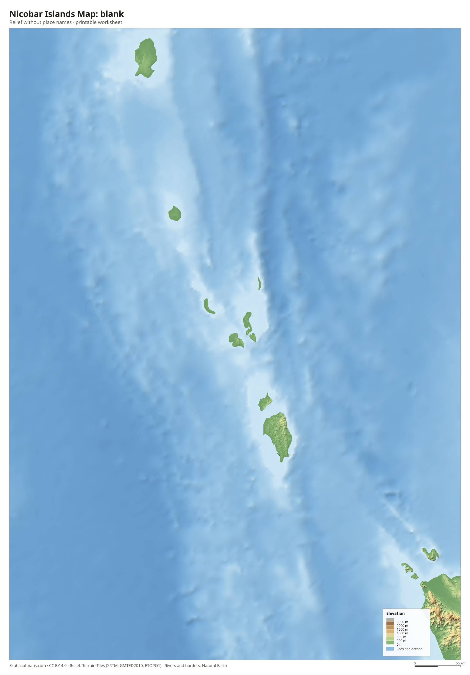 Nicobar Islands Map without names