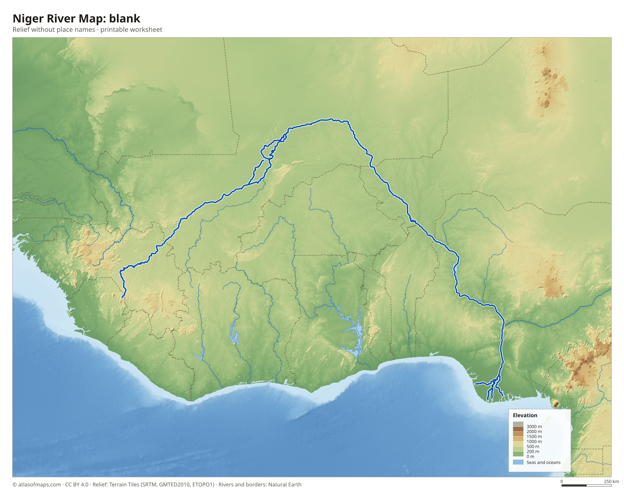 Niger River Map without names