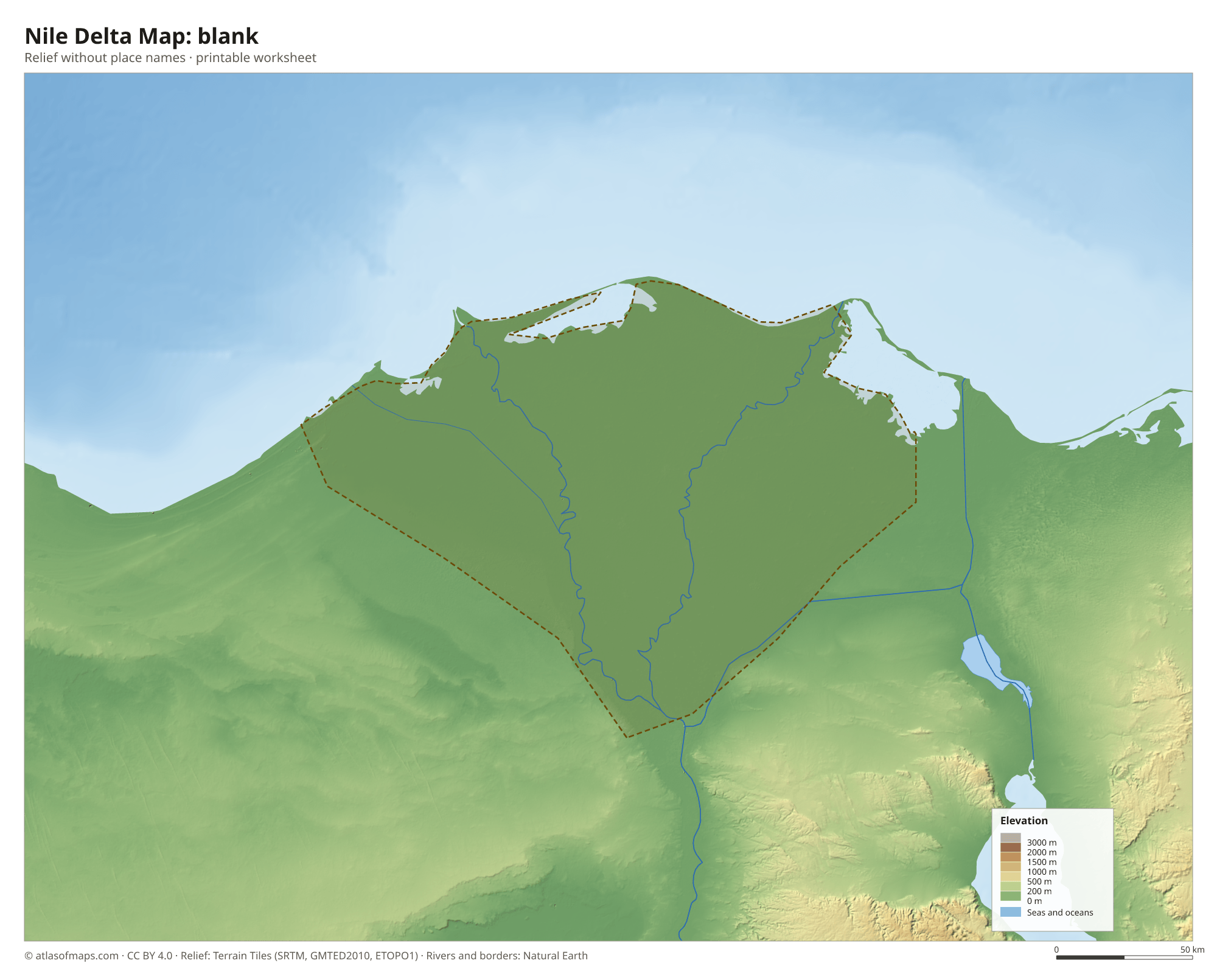 Nile Delta Map without names