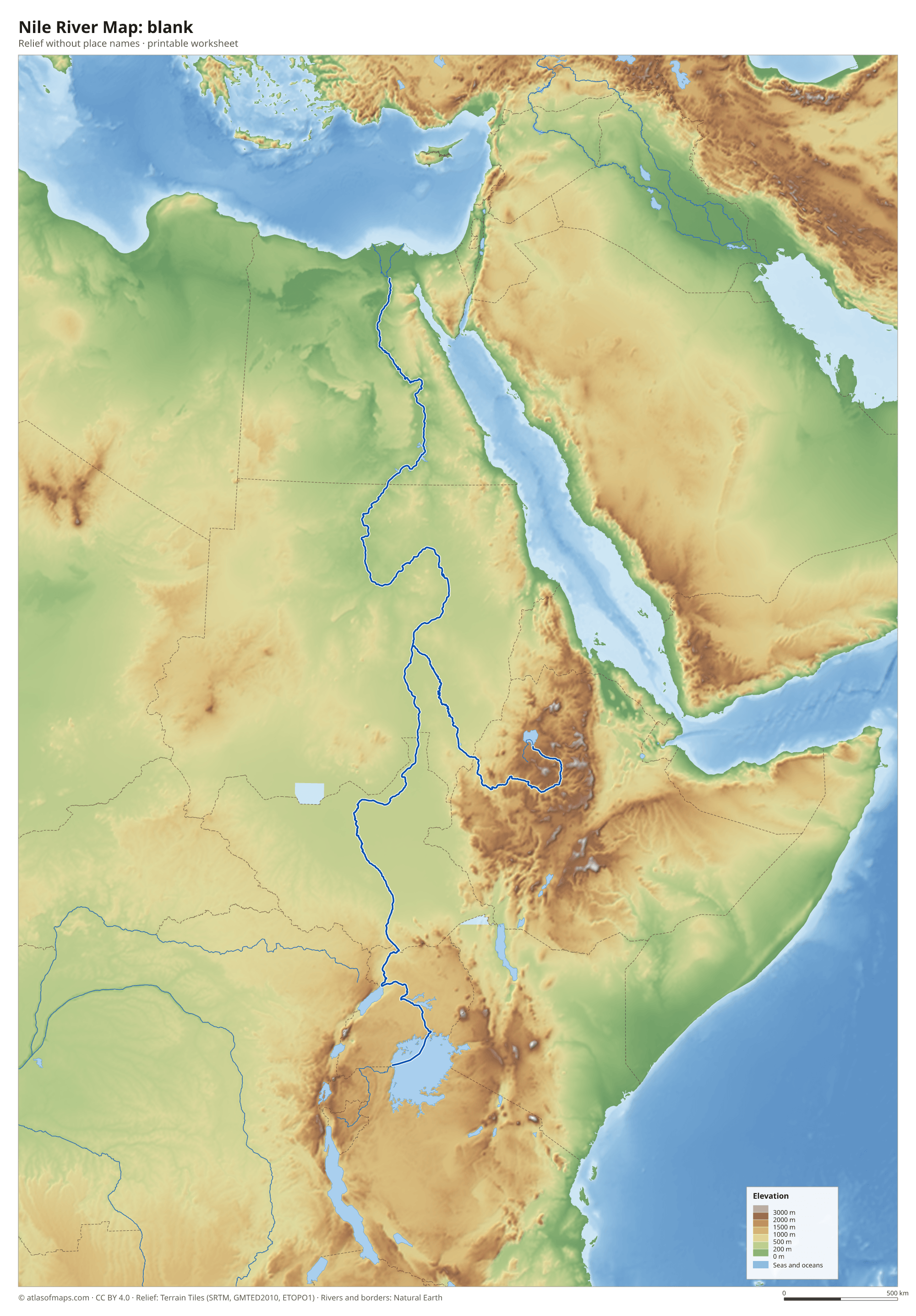 Nile River Map without names