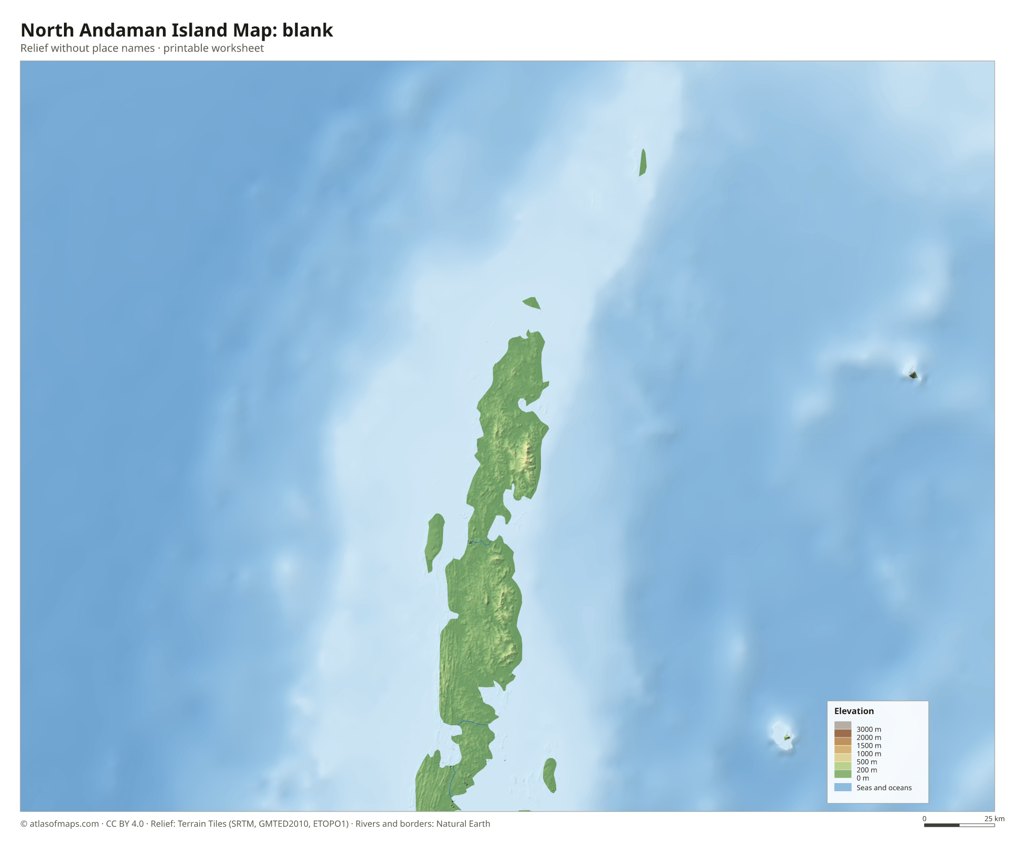 North Andaman Island Map without names
