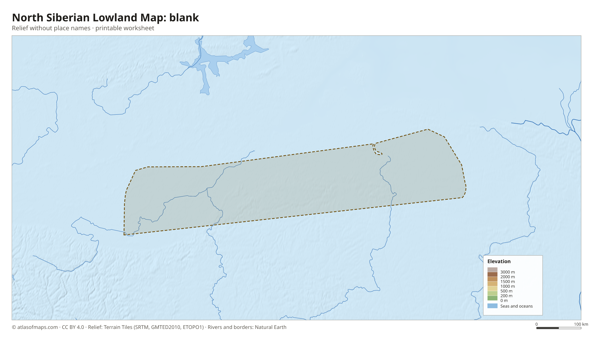 North Siberian Lowland Map without names