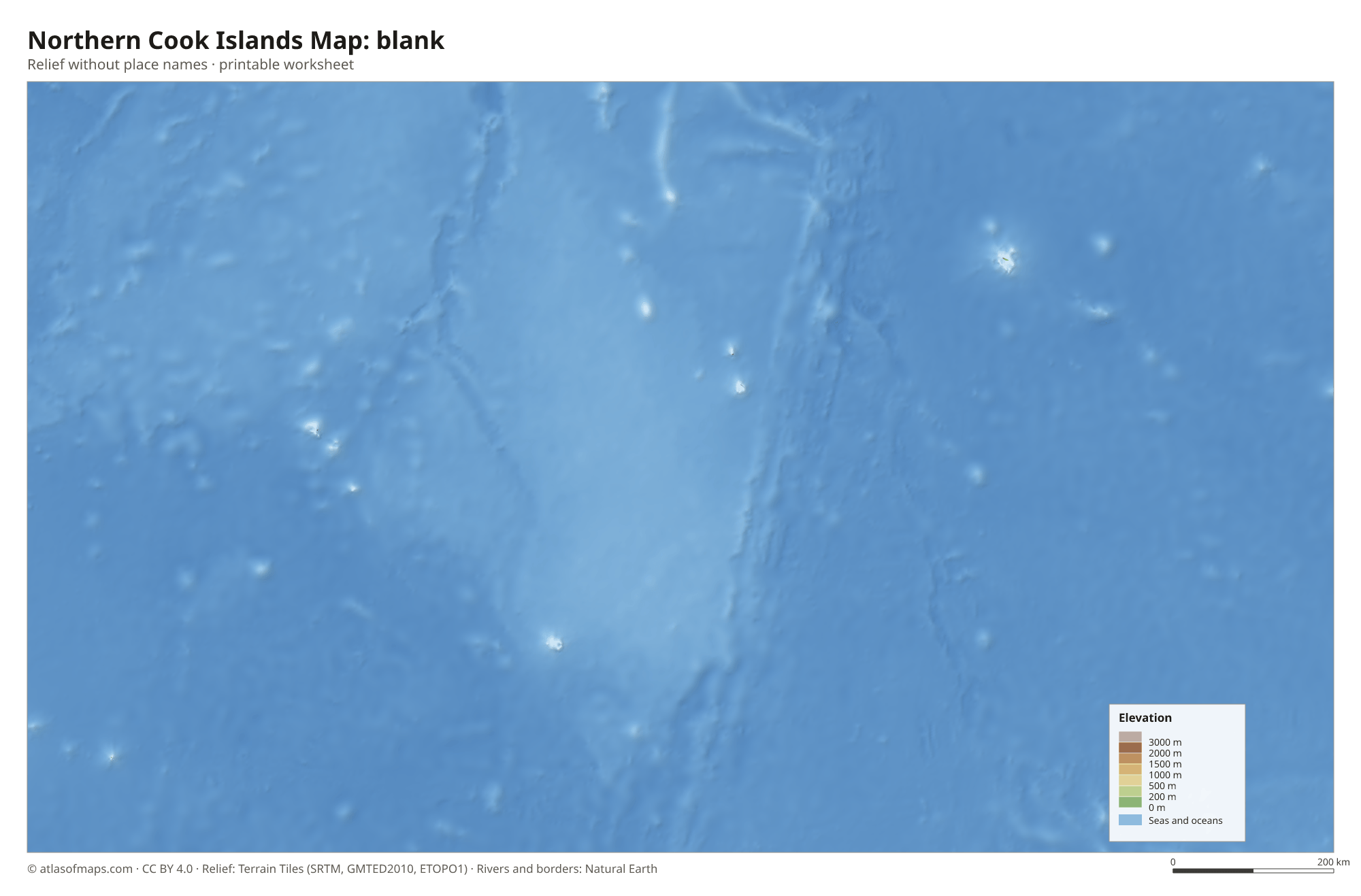 Northern Cook Islands Map without names