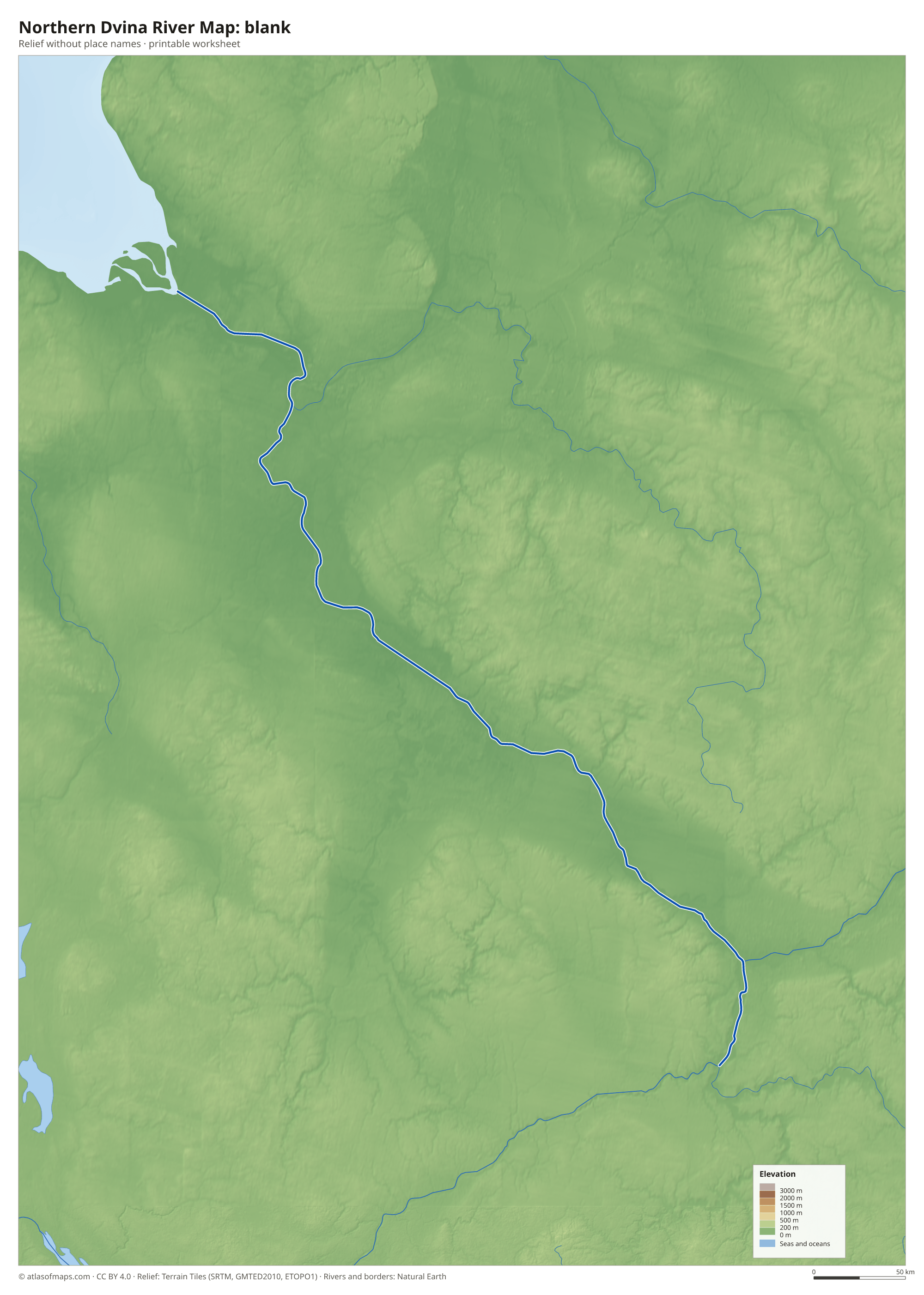 Northern Dvina River Map without names