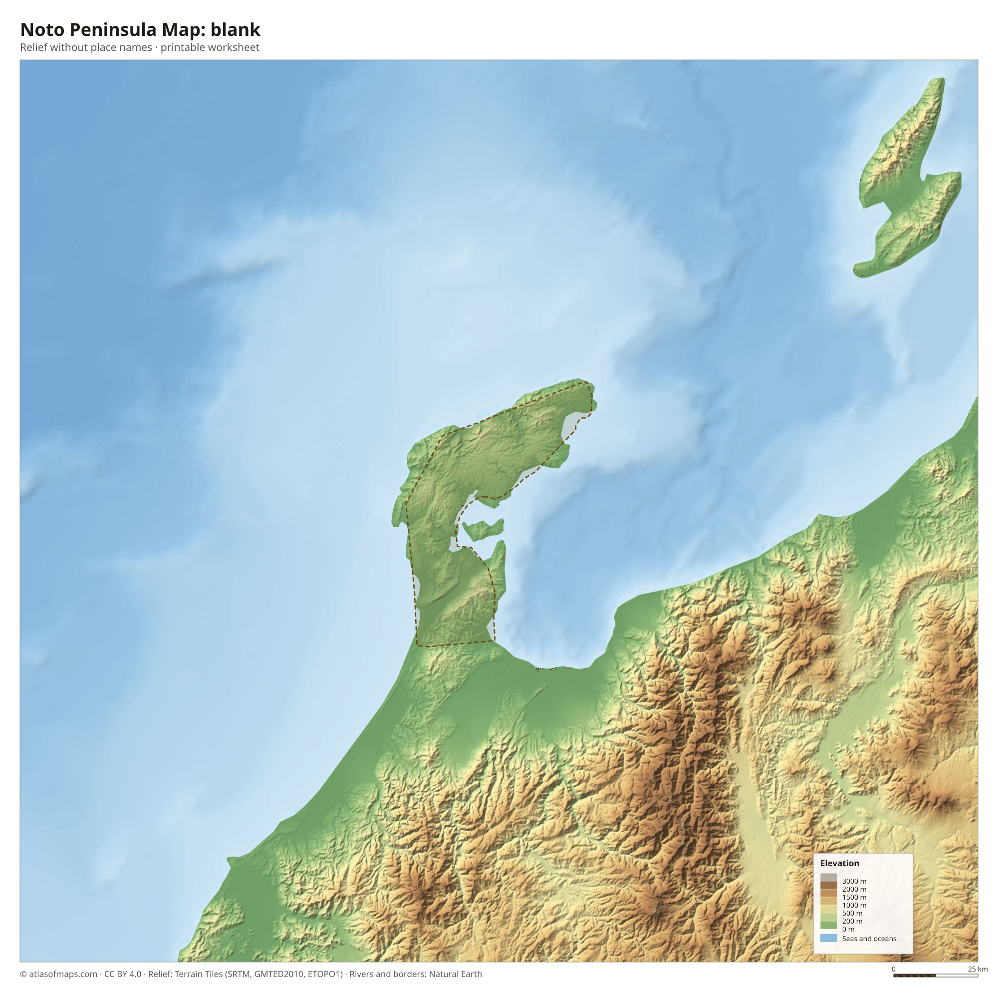 Noto Peninsula Map without names