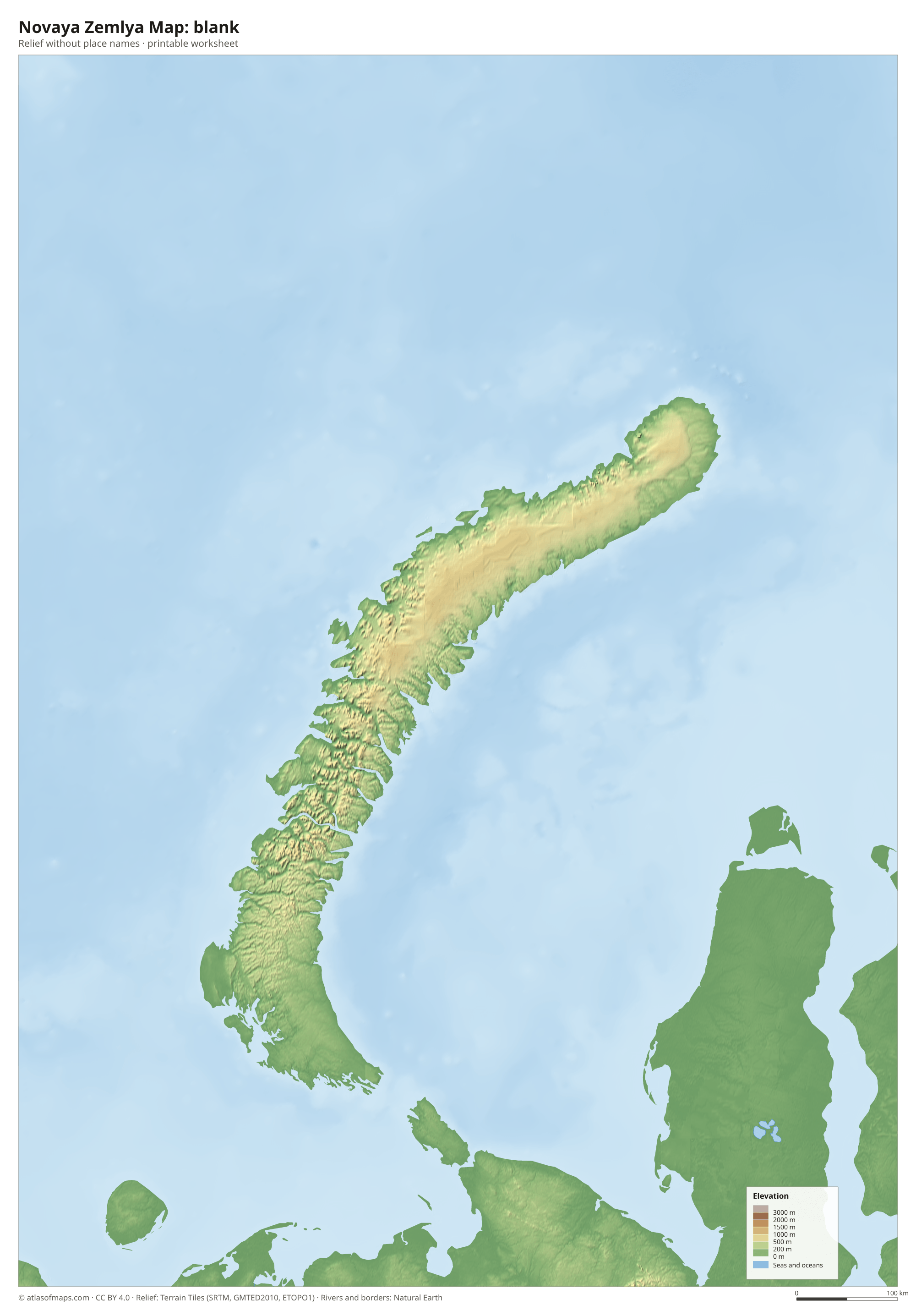 Novaya Zemlya Map without names