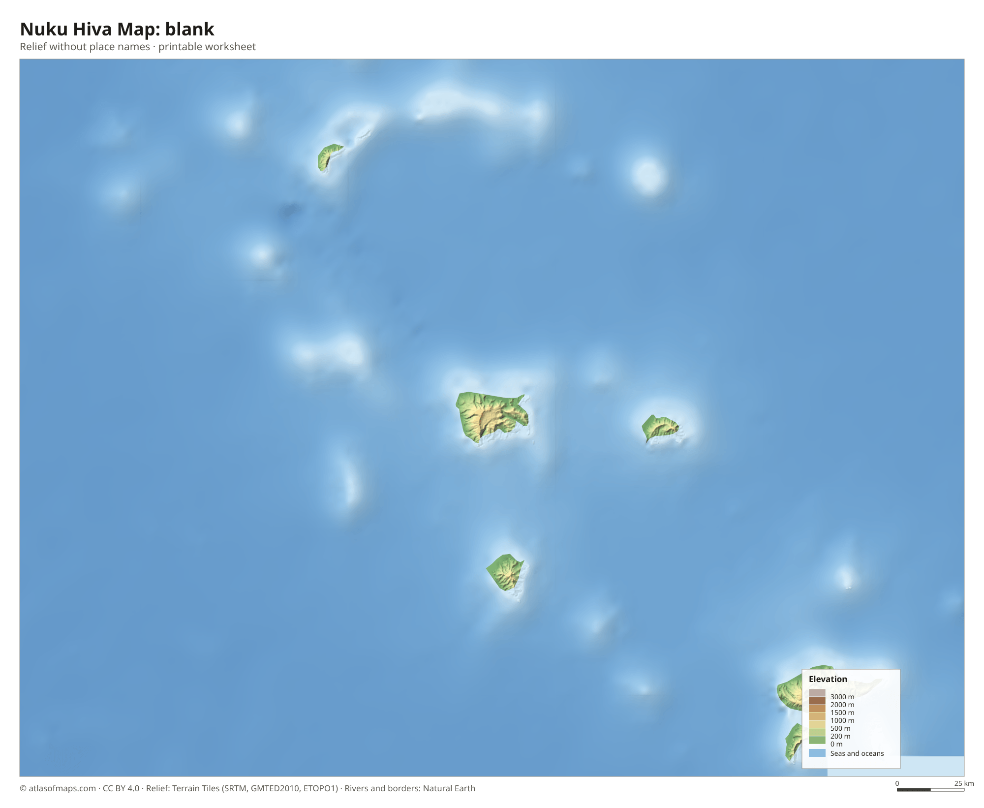 Nuku Hiva Map without names
