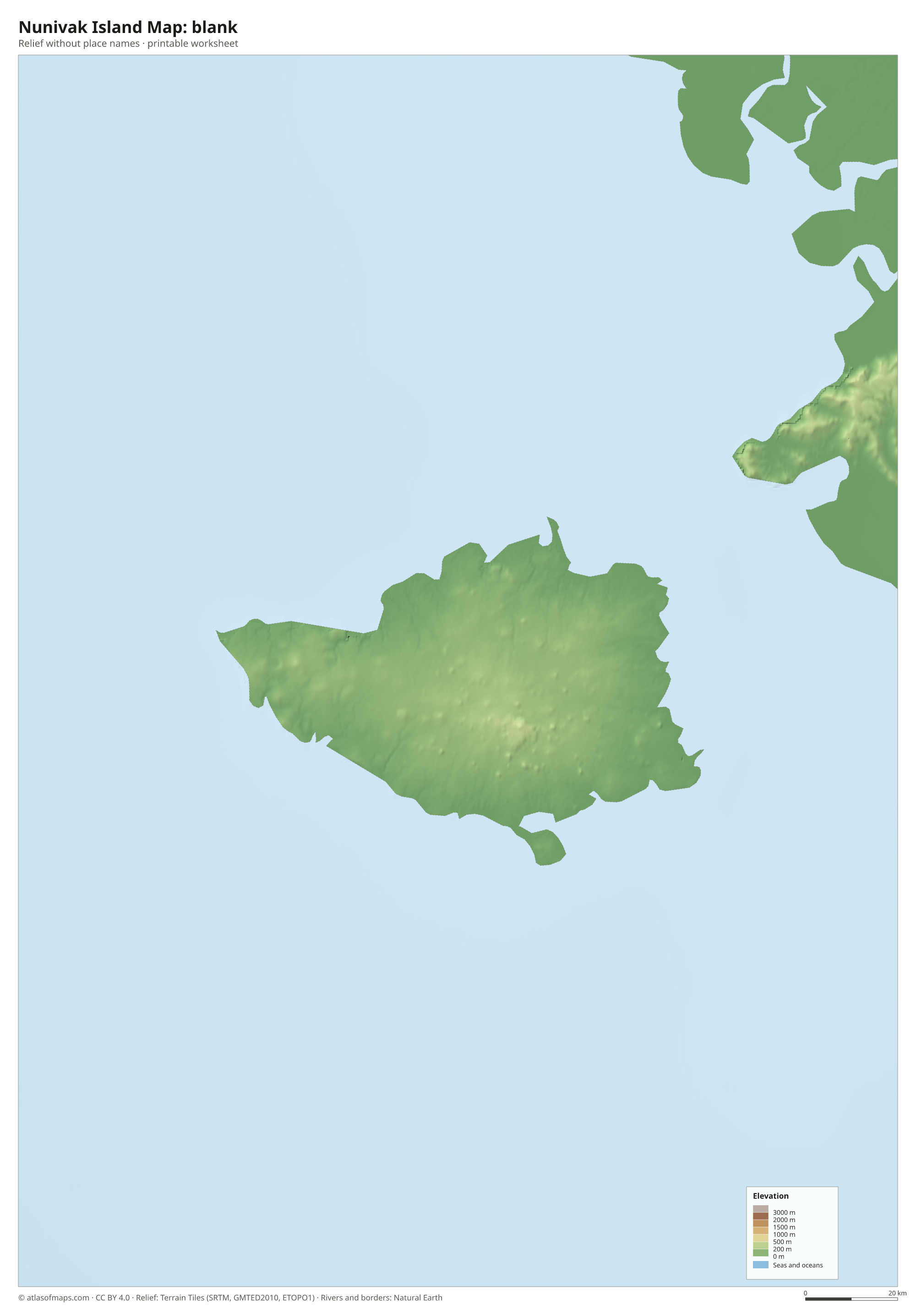 Nunivak Island Map without names