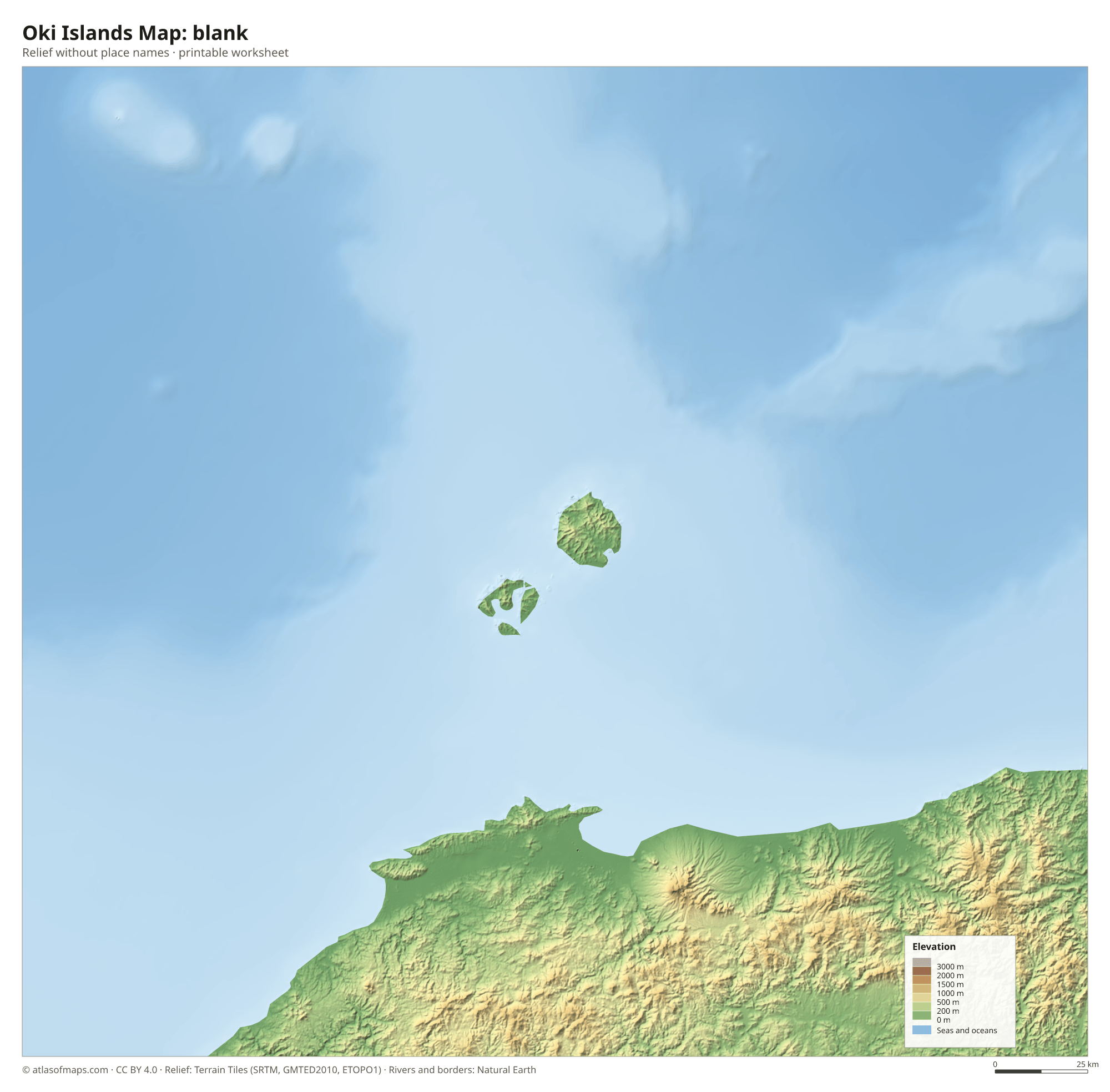 Oki Islands Map without names