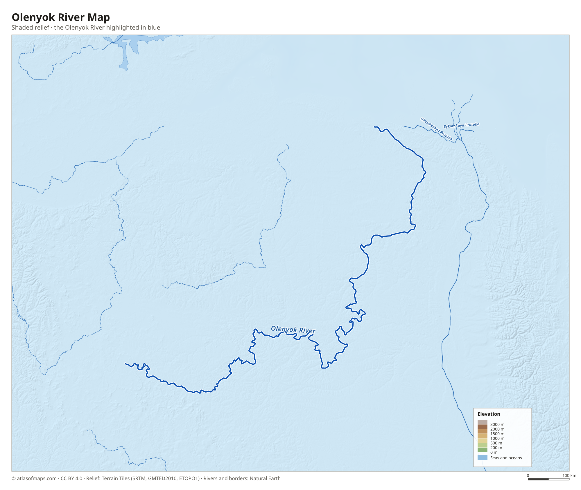 Olenyok River Map