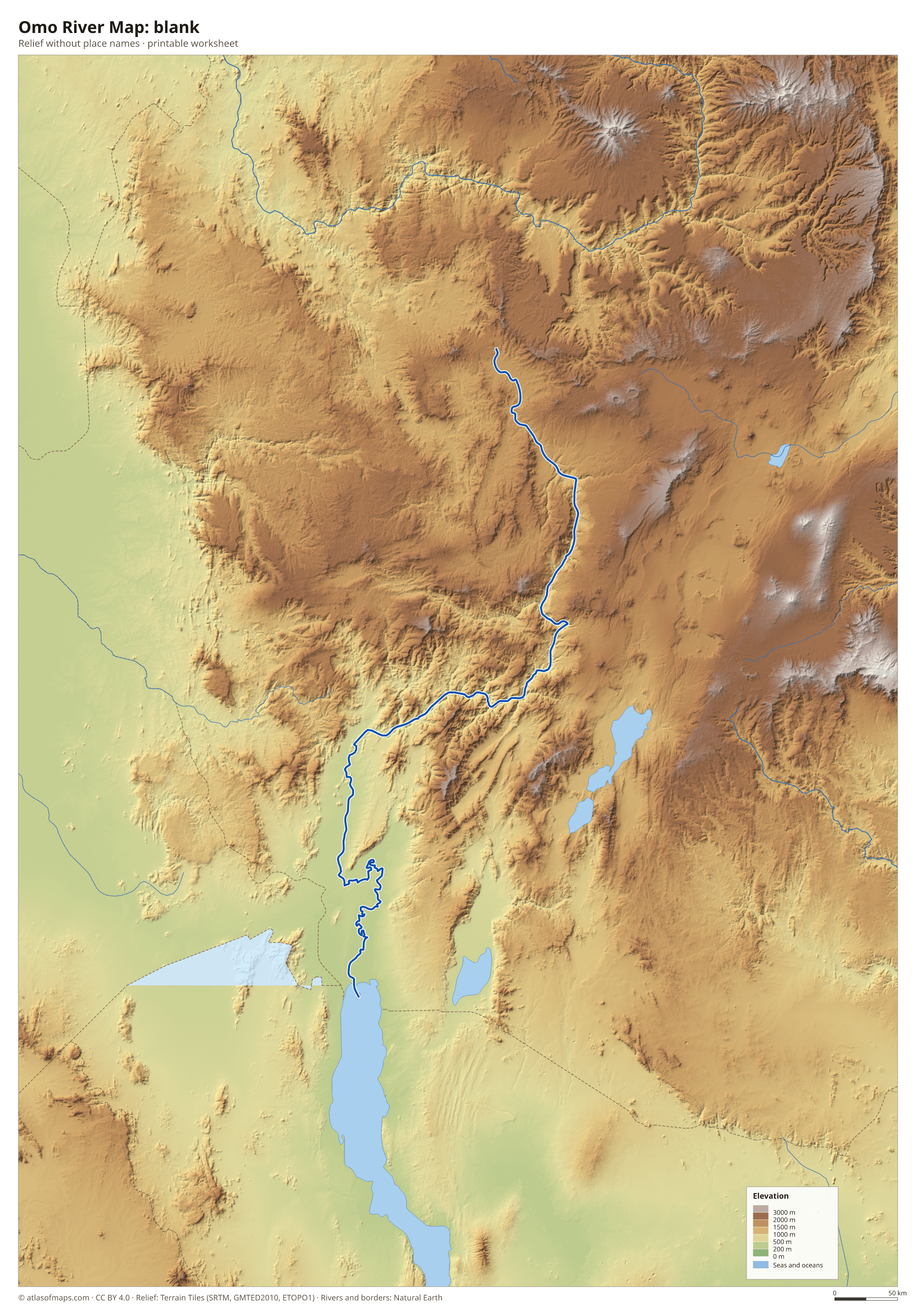 Omo River Map without names