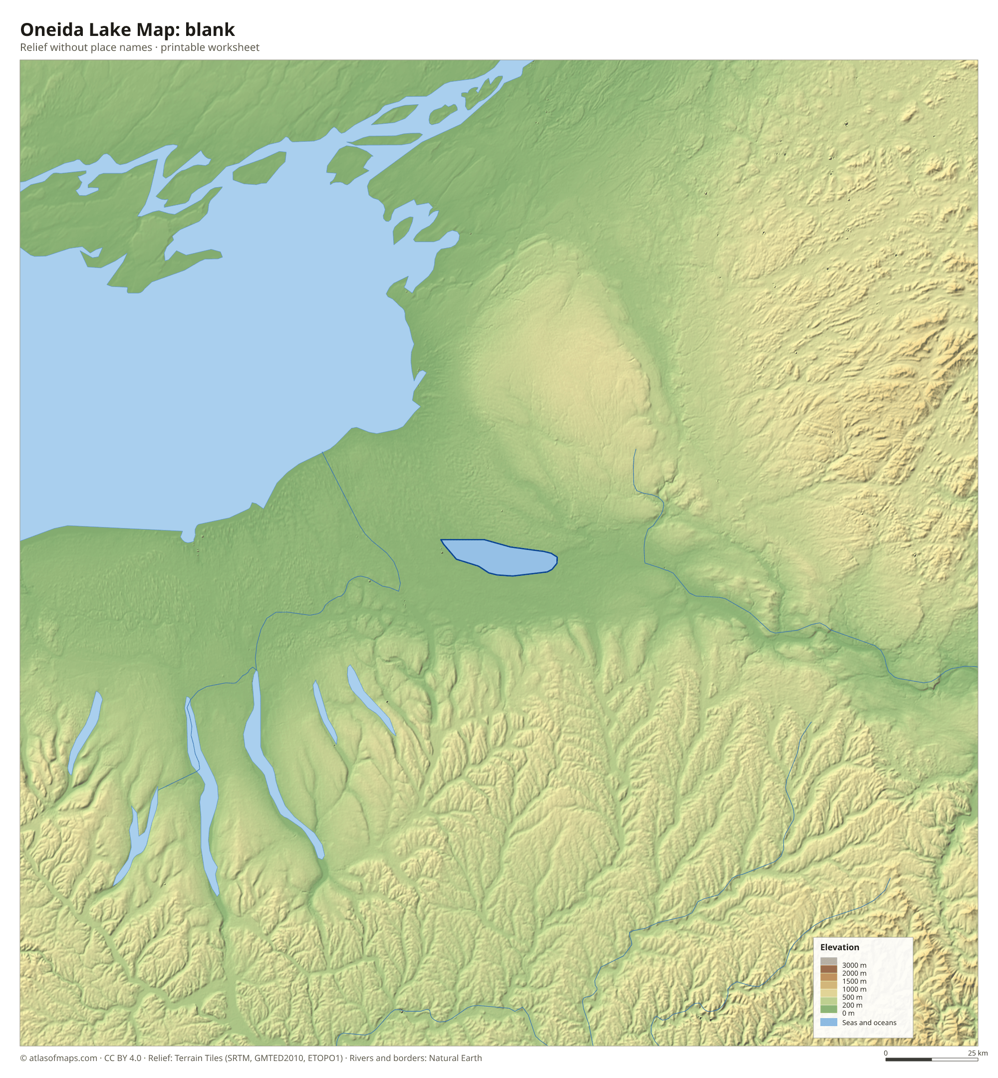 Oneida Lake Map without names