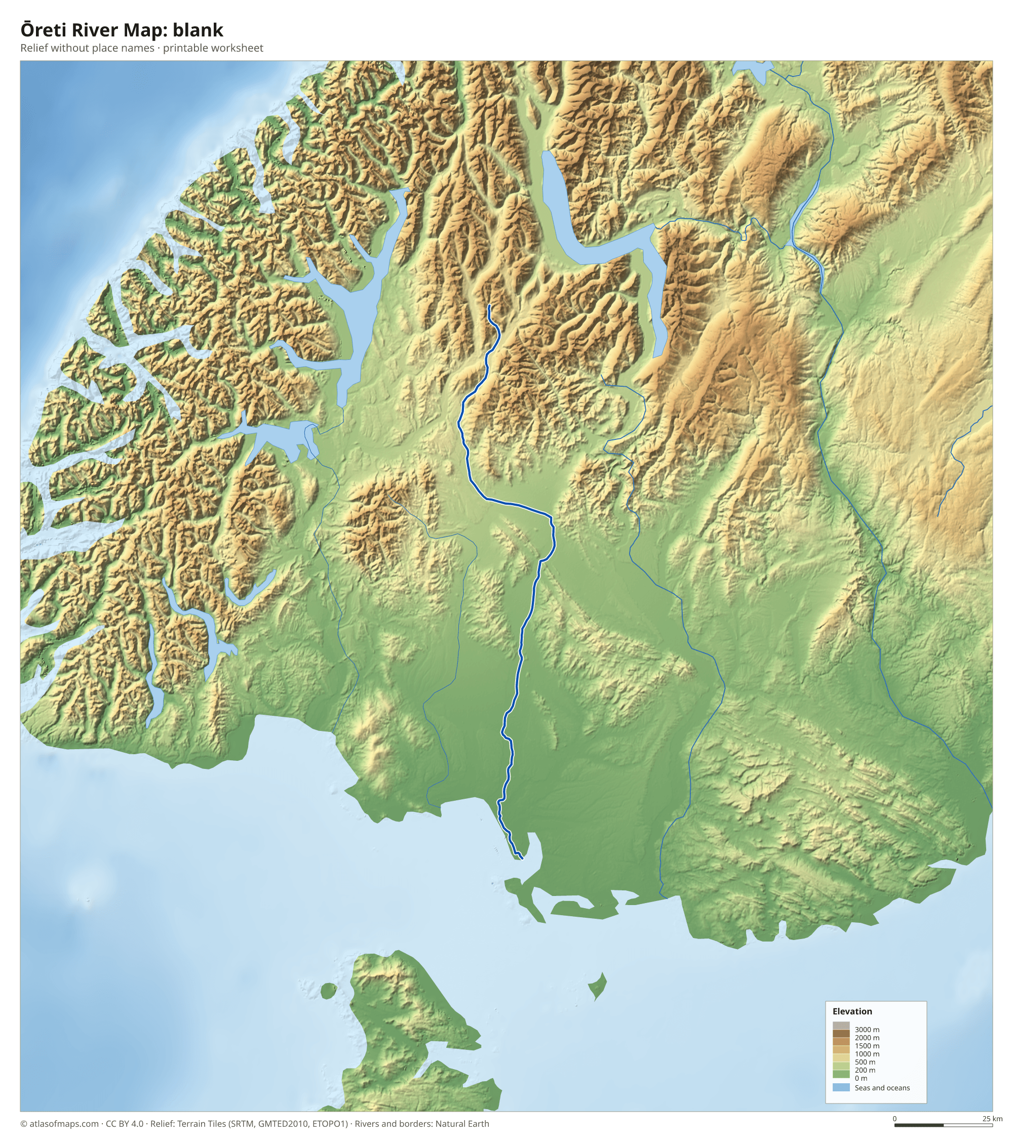 Ōreti River Map without names