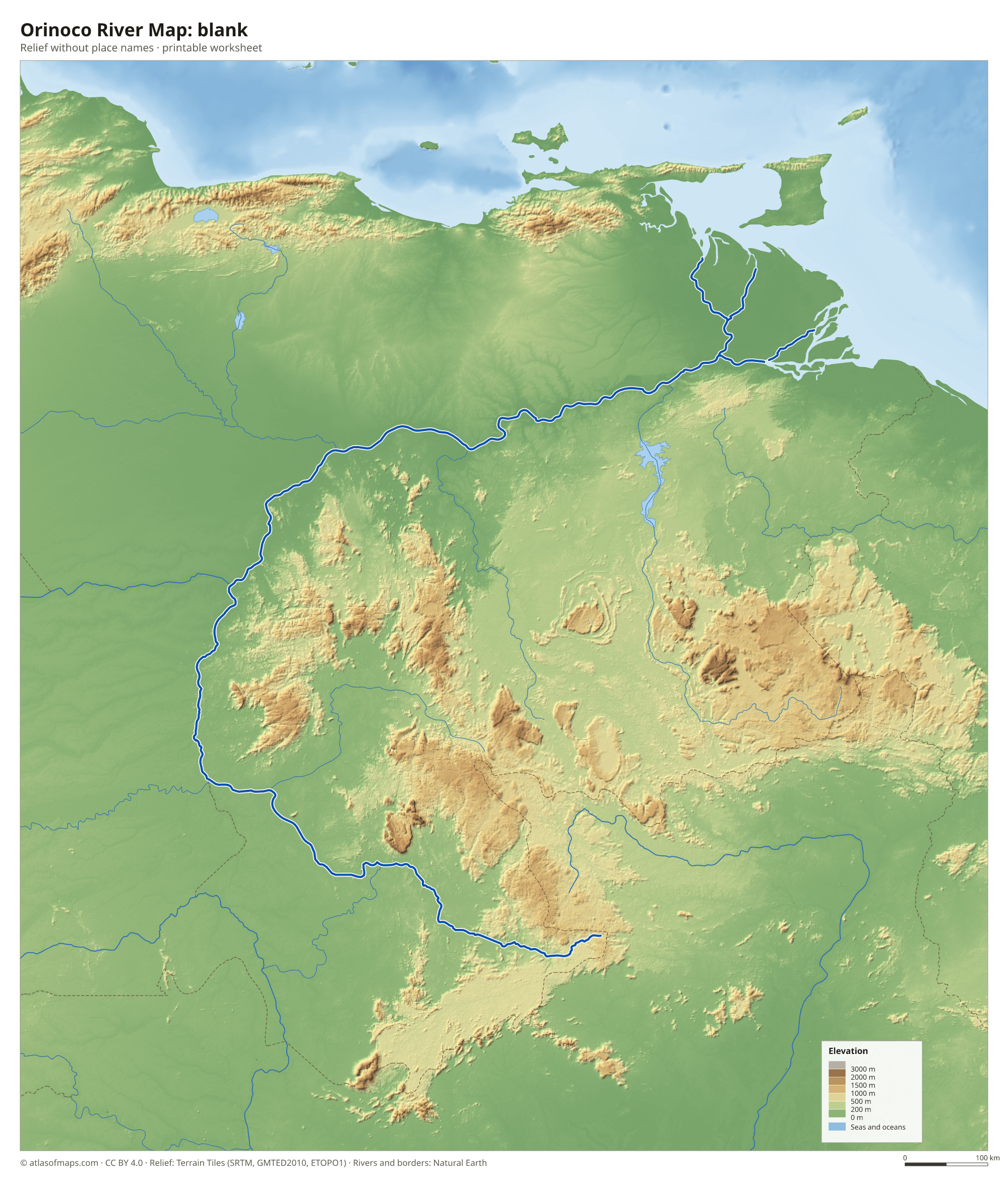Orinoco River Map without names